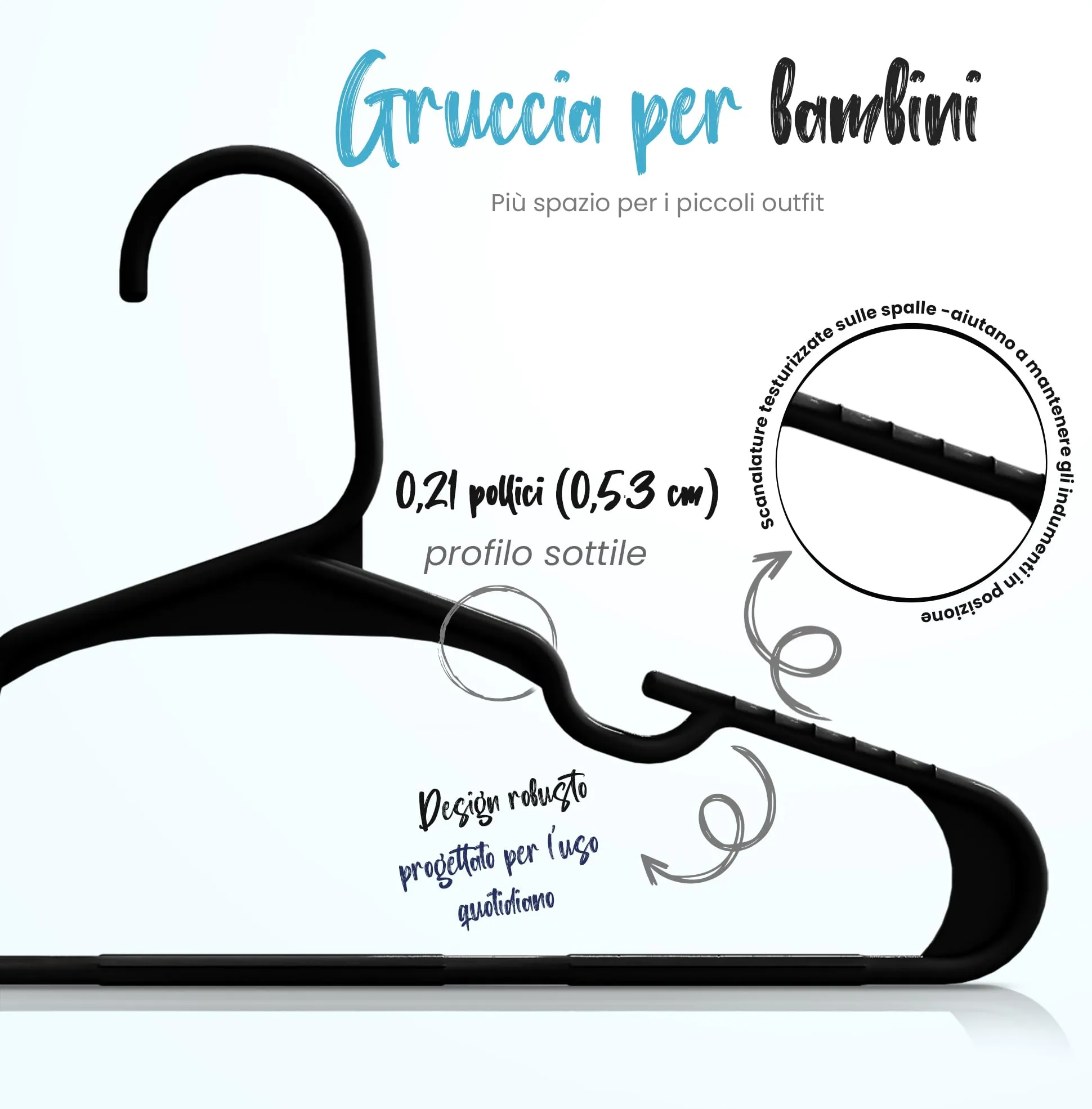 Utopia Home Grucce per bambini salvaspazio, Pack di 40, Nero - immagine 3