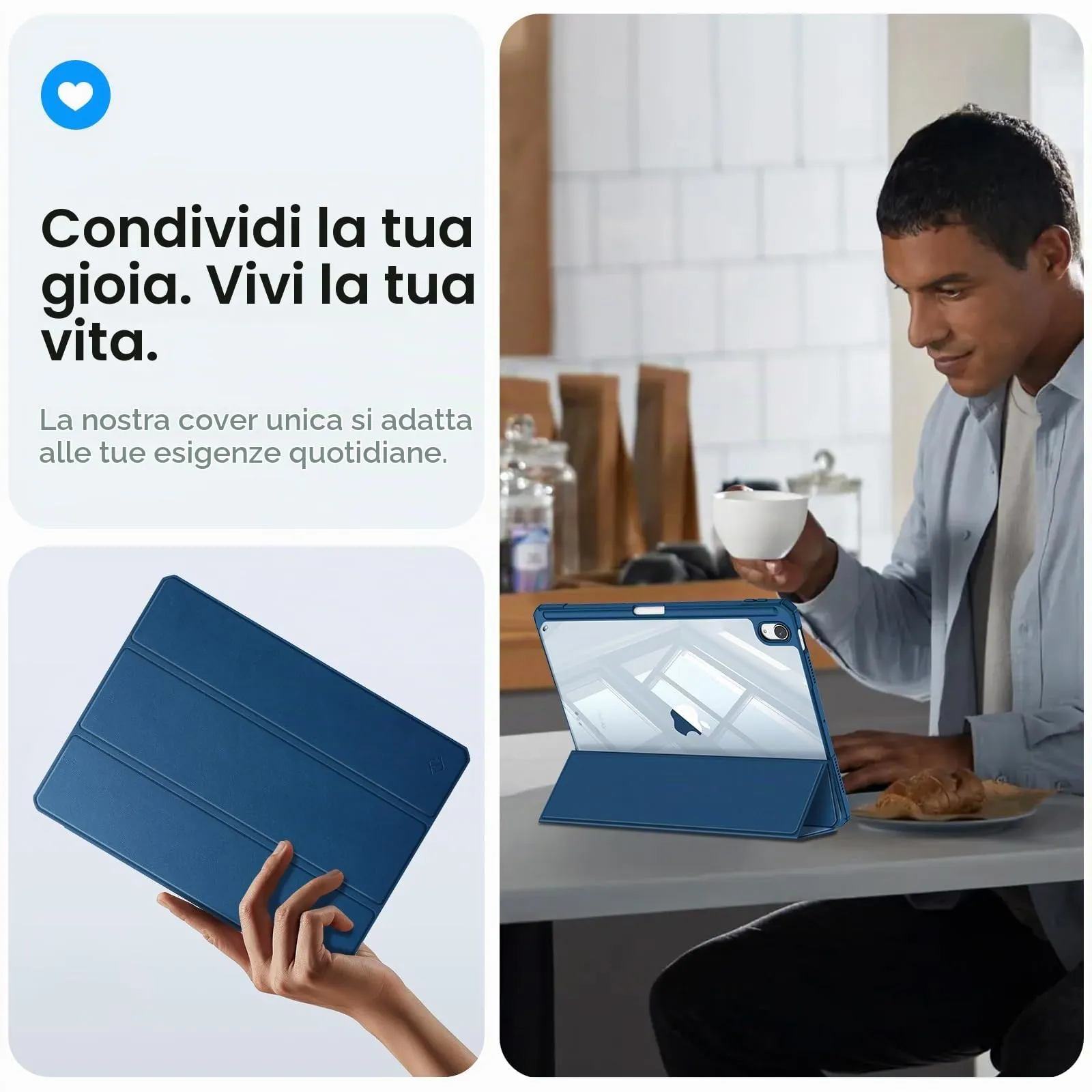 Fintie Custodia Ibrida per iPad Air 5ª Gen (2022) / iPad Air 4ª Gen (2020) 10,9 pollici con Portapenna, Blu - immagine 5