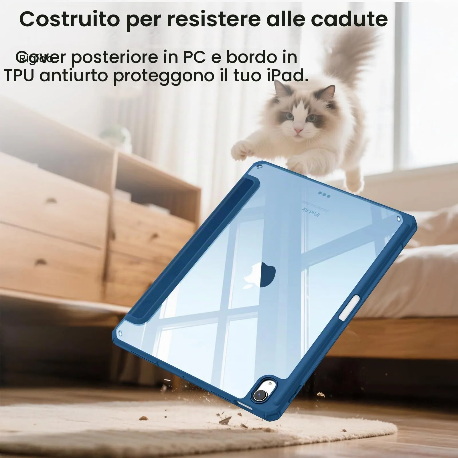 Fintie Custodia Ibrida per iPad Air 5ª Gen (2022) / iPad Air 4ª Gen (2020) 10,9 pollici con Portapenna, Blu - immagine 7
