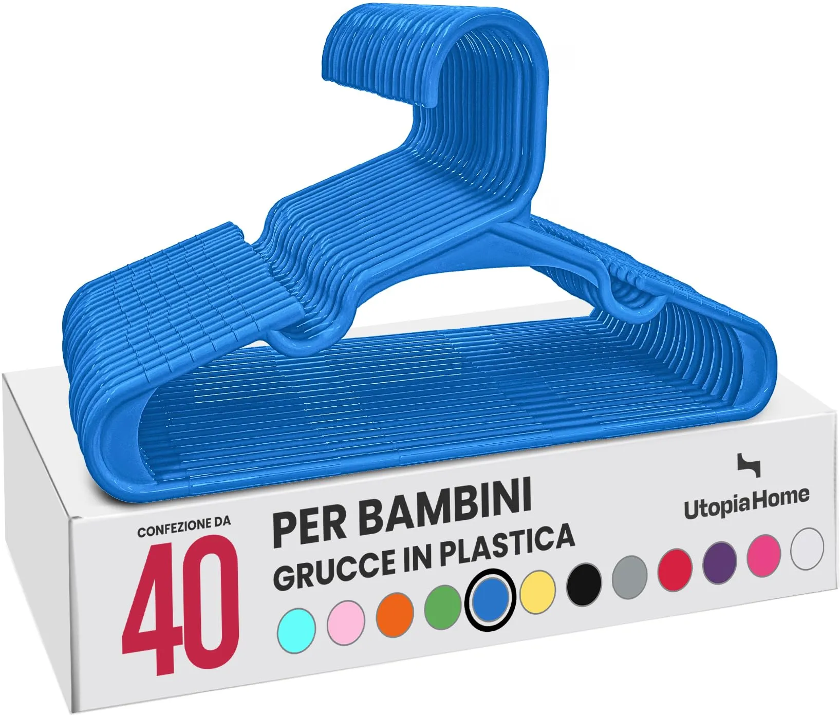 Utopia Home Grucce per bambini sottili salvaspazio, Blu, confezione da 40 - immagine 1