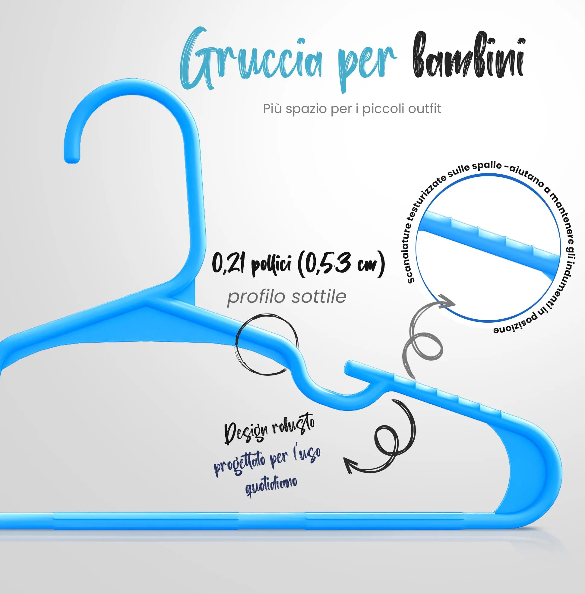 Utopia Home Grucce per bambini sottili salvaspazio, Blu, confezione da 40 - immagine 3