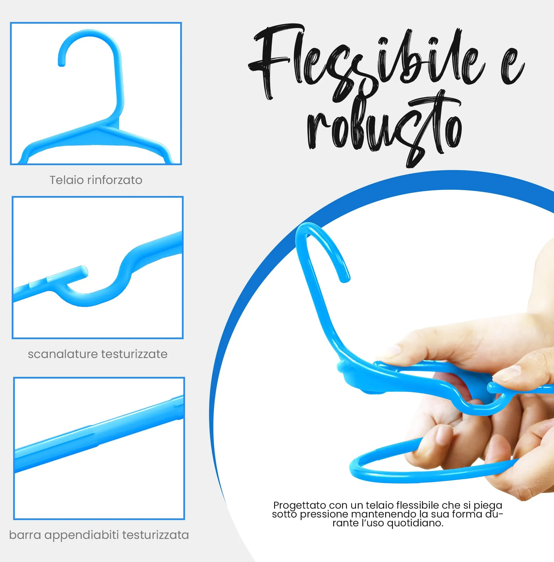 Utopia Home Grucce per bambini sottili salvaspazio, Blu, confezione da 40 - immagine 4