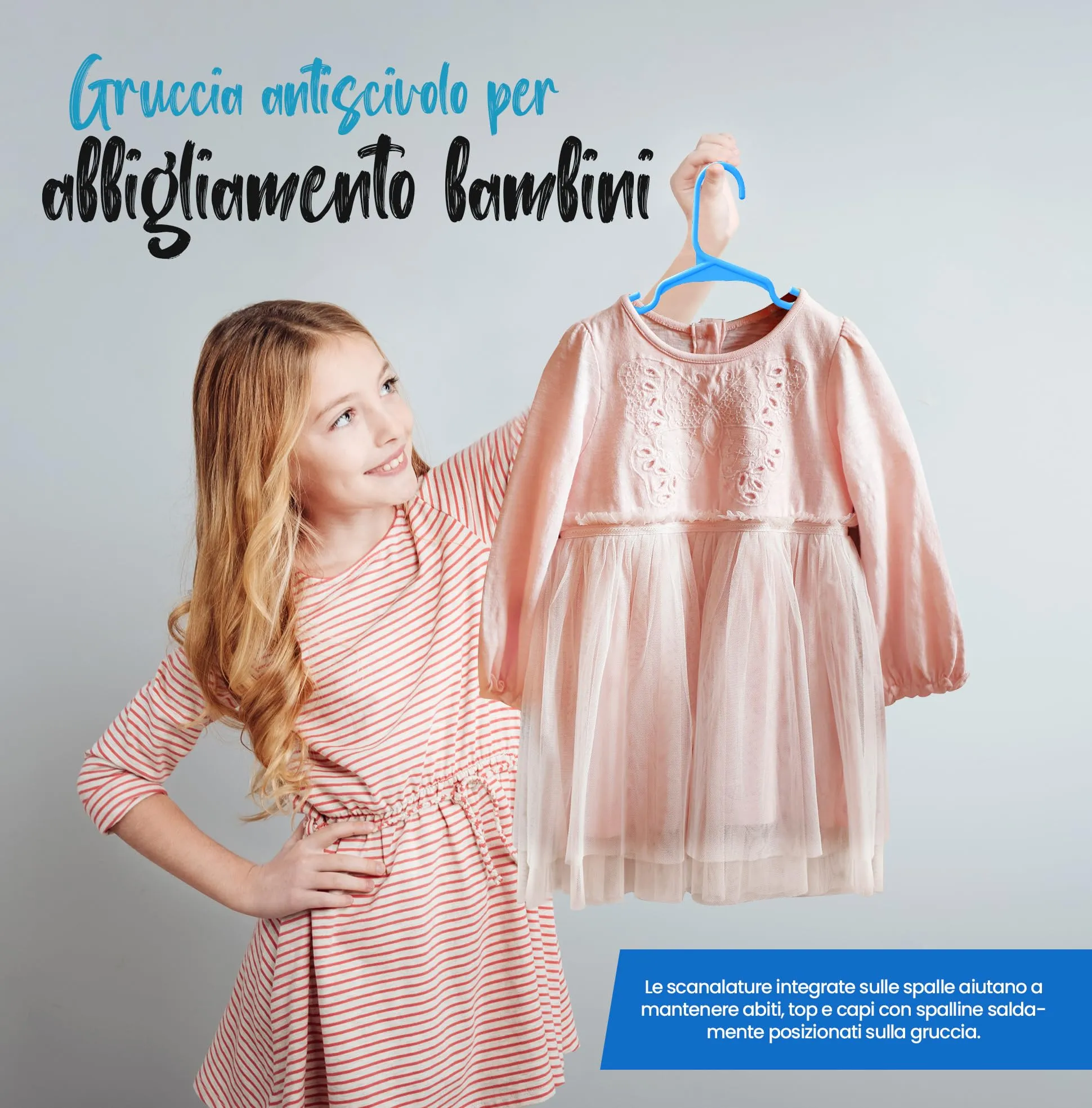 Utopia Home Grucce per bambini sottili salvaspazio, Blu, confezione da 40 - immagine 7