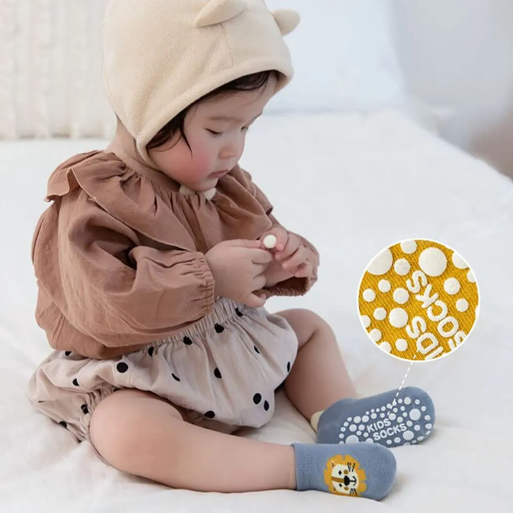 FedMois Calzini Antiscivolo in Cotone per Bambini con Motivi Animali, Multicolore, 0-1 Anno, 6 Paia - immagine 7