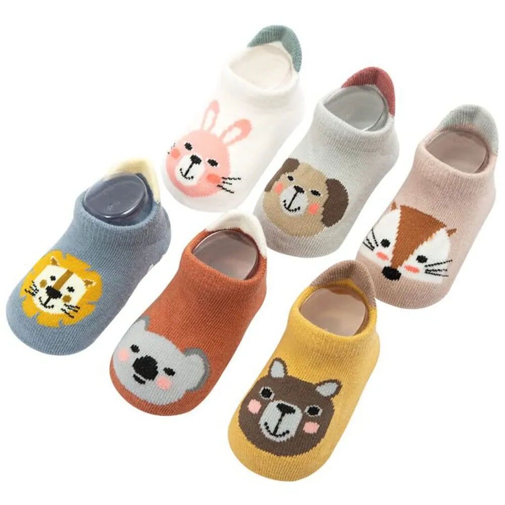 FedMois Calzini Antiscivolo in Cotone per Bambini con Motivi Animali, Multicolore, 0-1 Anno, 6 Paia - immagine 8