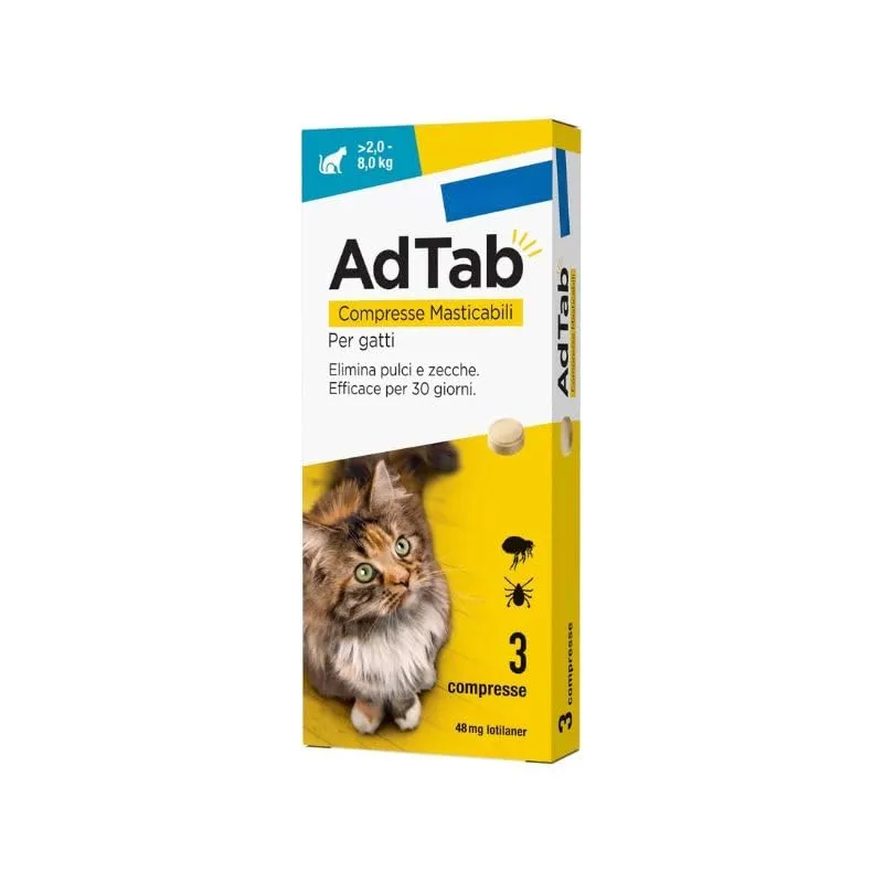 Ad Tab Compresse Antiparassitario Gatto 2-8kg (3 pezzi) - immagine 1