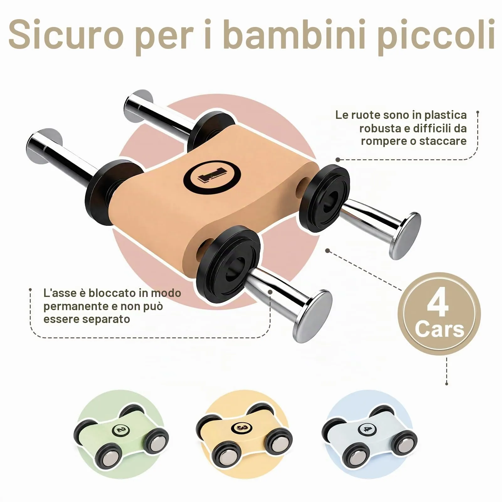 Joyreal Piste Macchinine in Legno Montessori con 4 Mini Auto e Garage - immagine 4