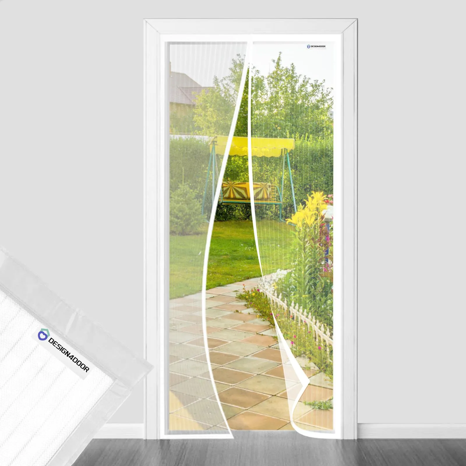 design4door Zanzariera Magnetica per Porta Finestra, 190 x 195 cm, Bianco - immagine 1
