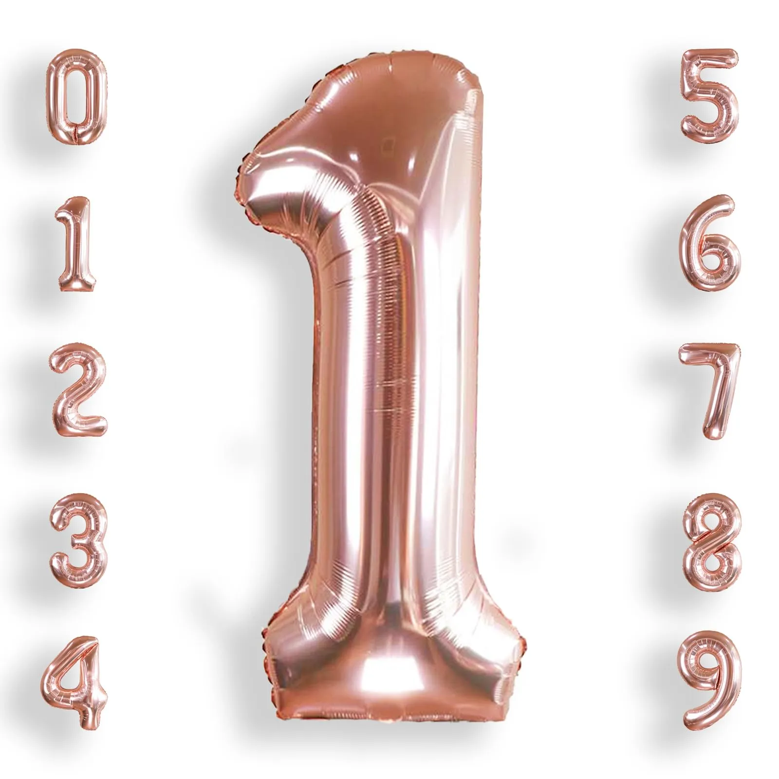 AULE Palloncino Numero 1 Rosa Gold, 101 cm, Mylar Foil - immagine 1
