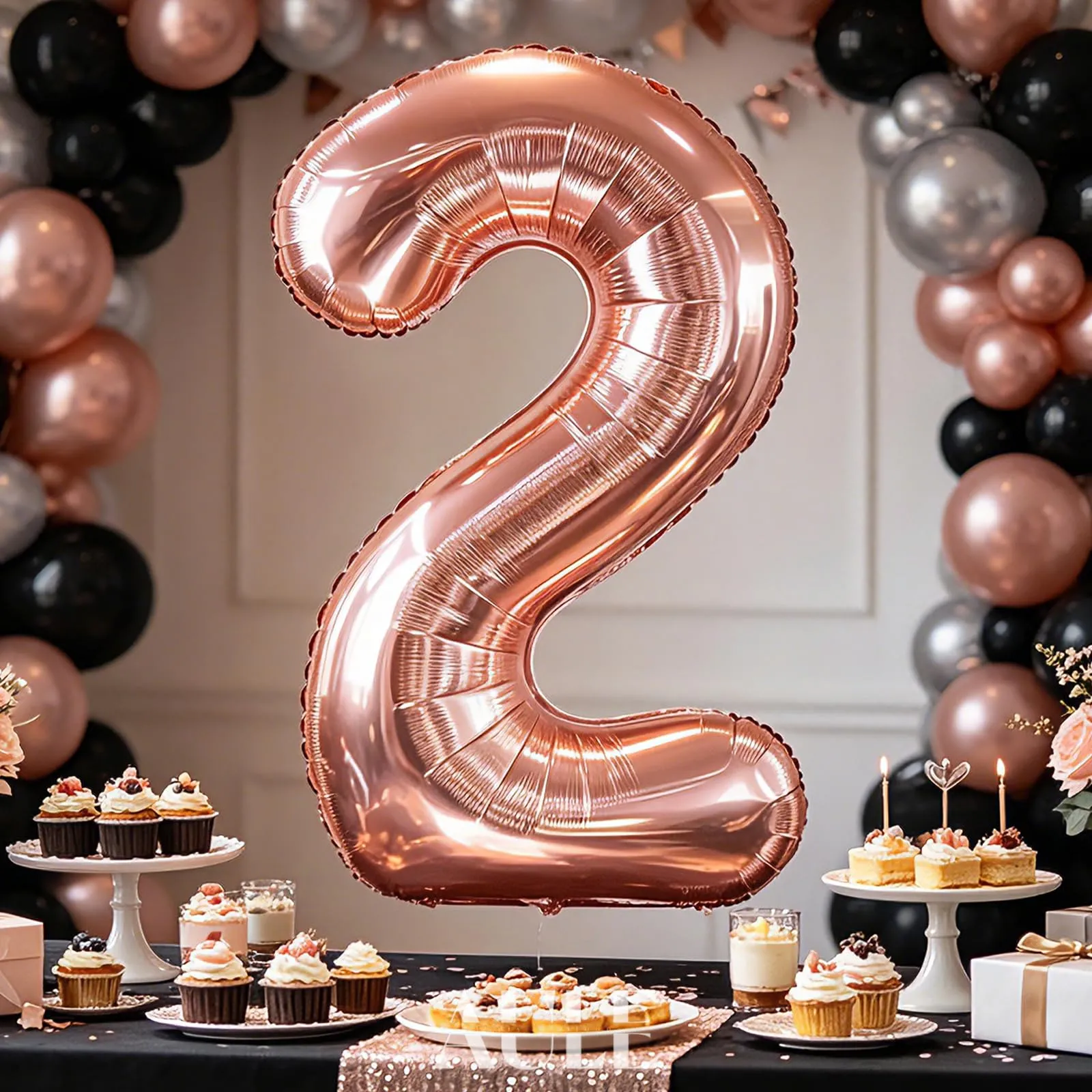 AULE Palloncino Numero 2 Rosa Gold, 101 cm, Foil Mylar - immagine 2