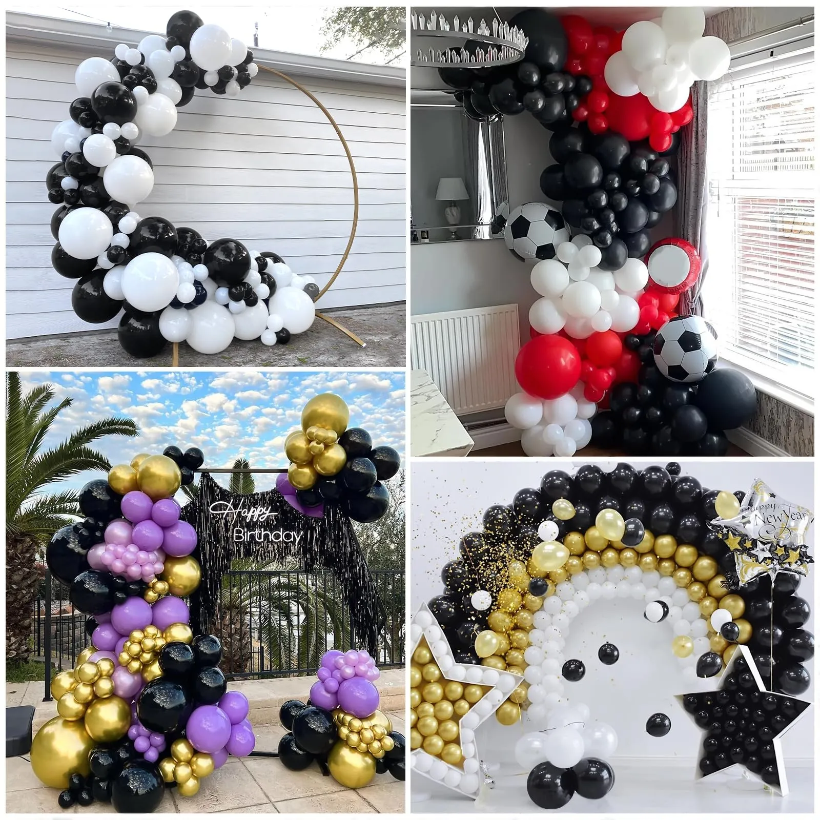 Ousuga Palloncini Neri, 106 Pezzi (5, 10, 12, 18 pollici) con Nastro e Accessori per Decorazioni Festa - immagine 6