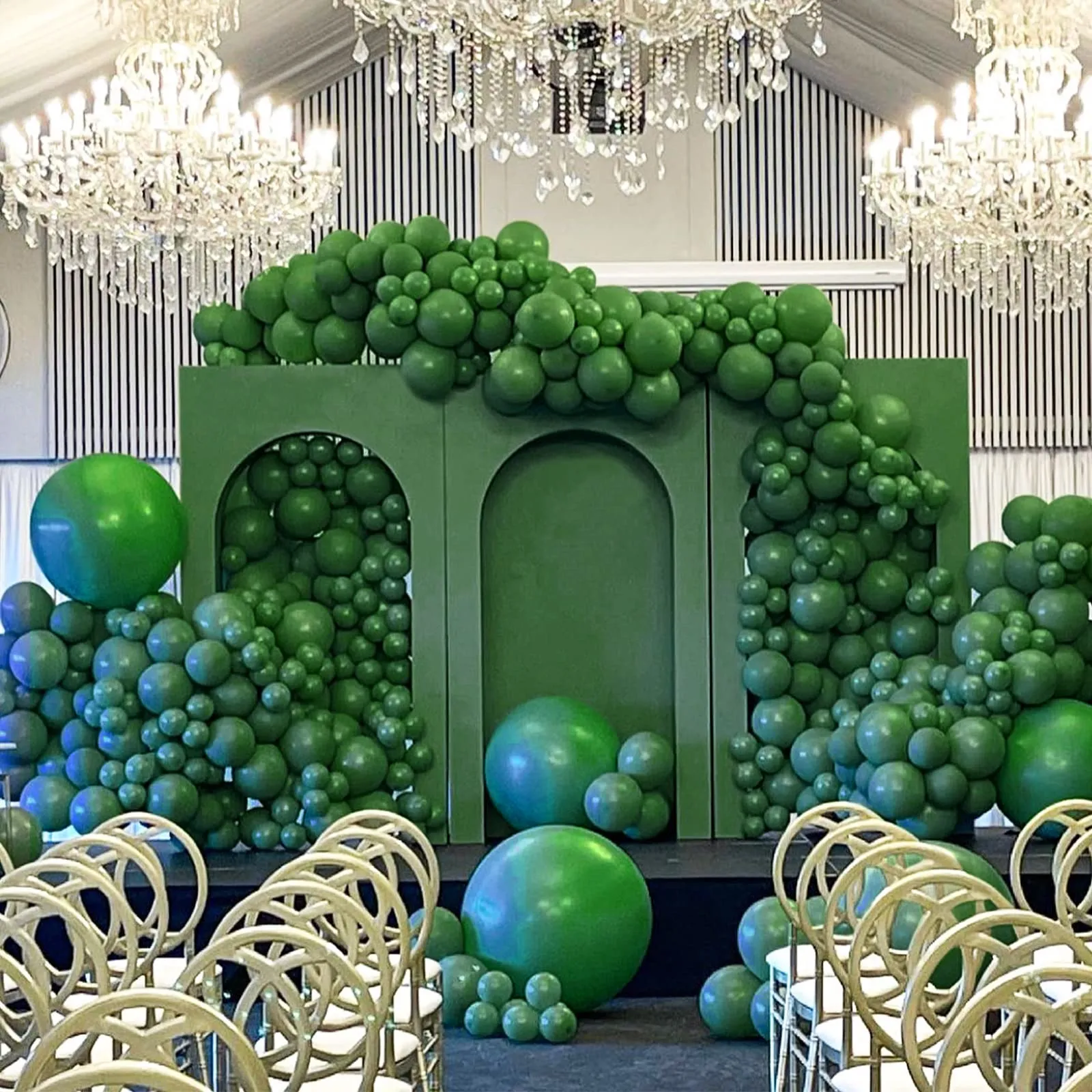 Ousuga Kit Ghirlanda Palloncini Verde Scuro, 106 pezzi, 5 10 12 18 pollici con Nastro - immagine 4