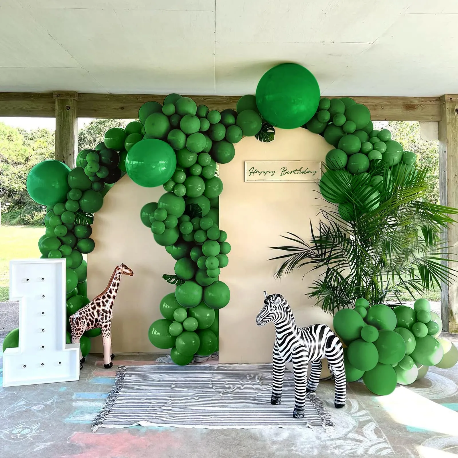 Ousuga Kit Ghirlanda Palloncini Verde Scuro, 106 pezzi, 5 10 12 18 pollici con Nastro - immagine 5