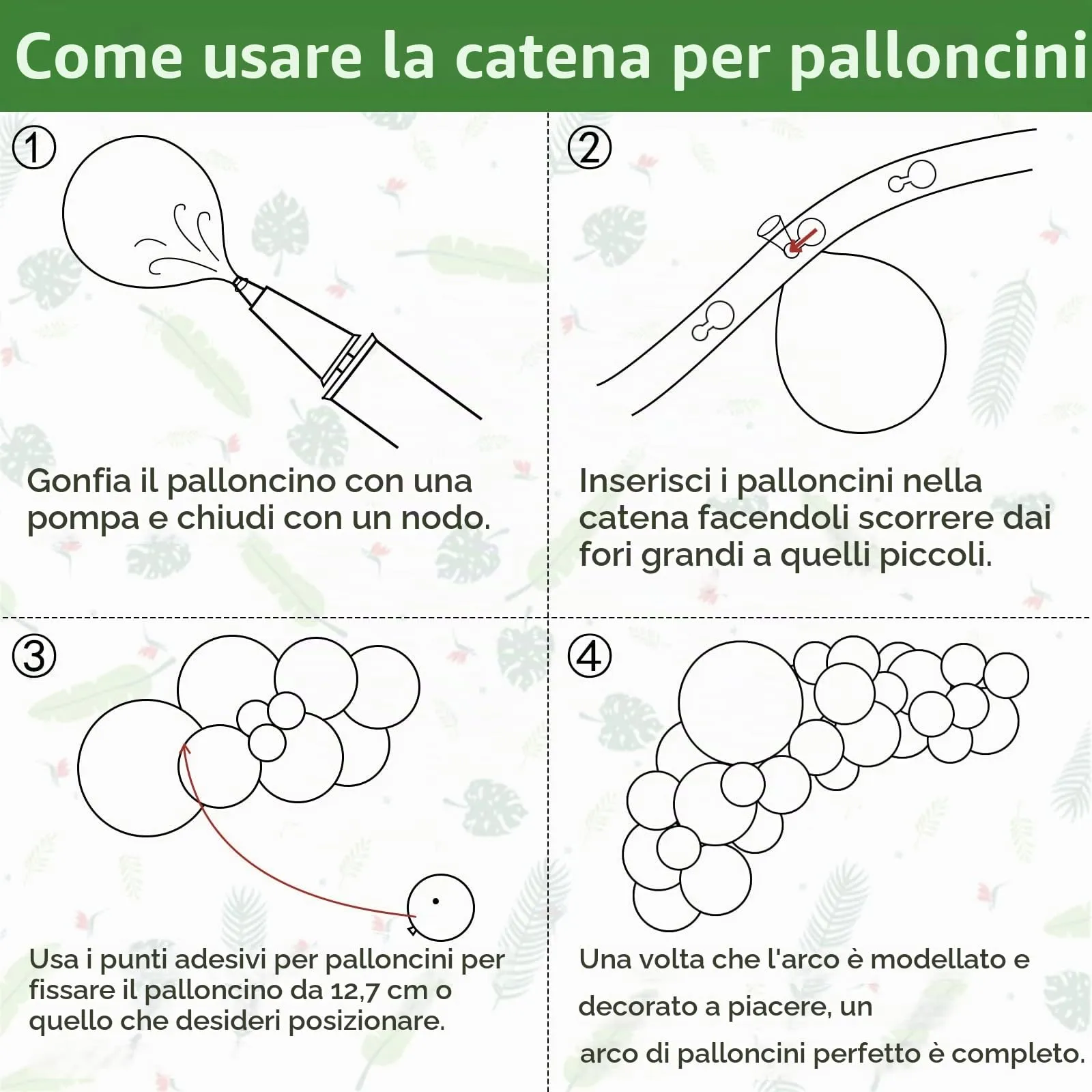 Ousuga Kit Ghirlanda Palloncini Verde Scuro, 106 pezzi, 5 10 12 18 pollici con Nastro - immagine 7