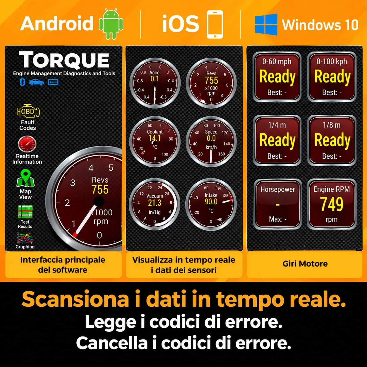 soleilx OBD2 Bluetooth Scanner Diagnostico Auto Multimarca per iOS Android Windows - immagine 5