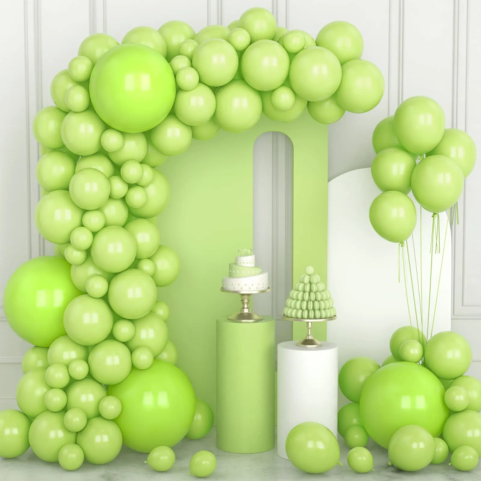 Ousuga Kit Ghirlanda di Palloncini Verde Lime, 106 pezzi (5, 10, 12, 18 pollici) - immagine 1