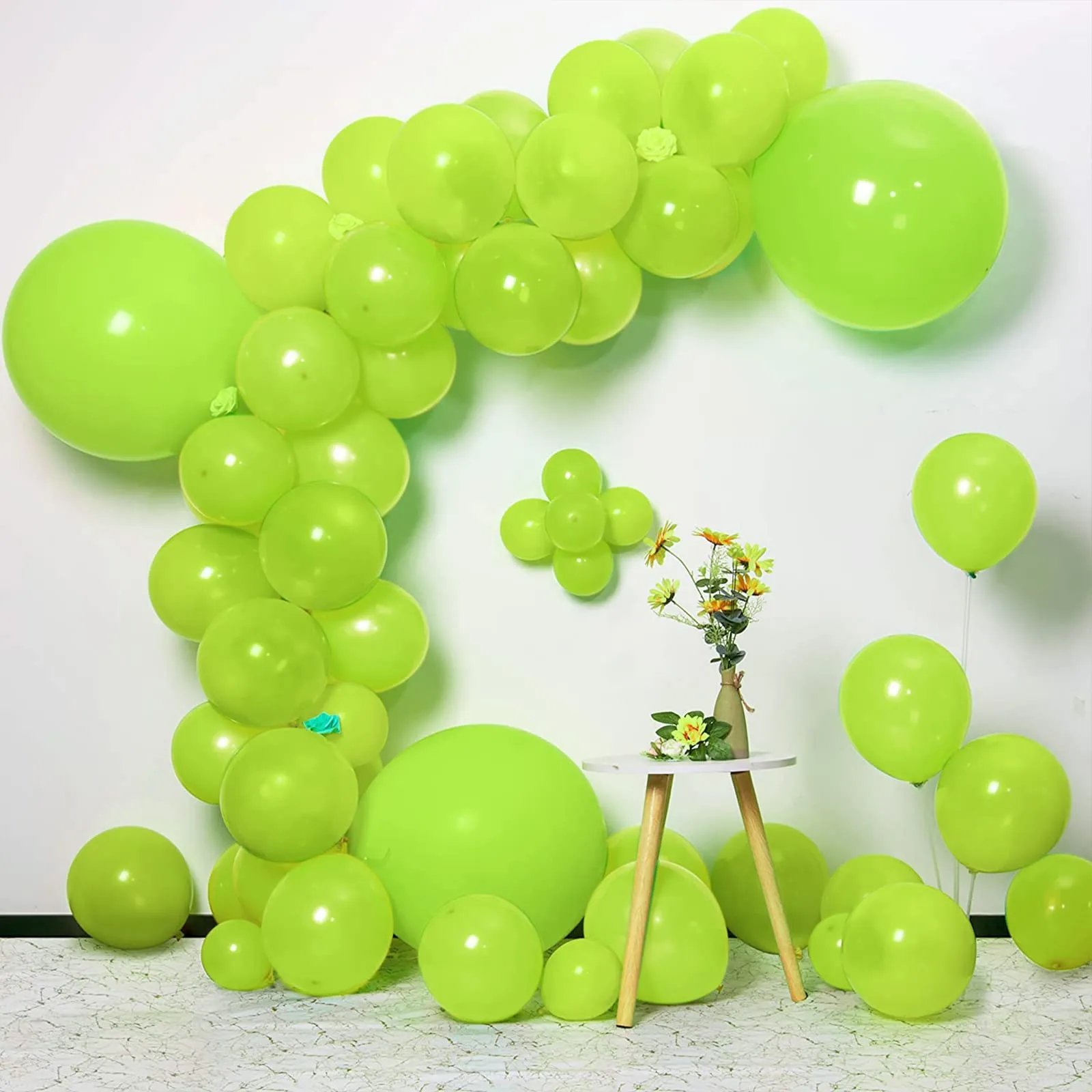Ousuga Kit Ghirlanda di Palloncini Verde Lime, 106 pezzi (5, 10, 12, 18 pollici) - immagine 5