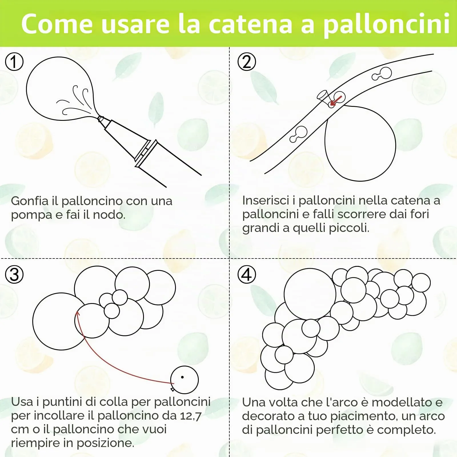 Ousuga Kit Ghirlanda di Palloncini Verde Lime, 106 pezzi (5, 10, 12, 18 pollici) - immagine 7