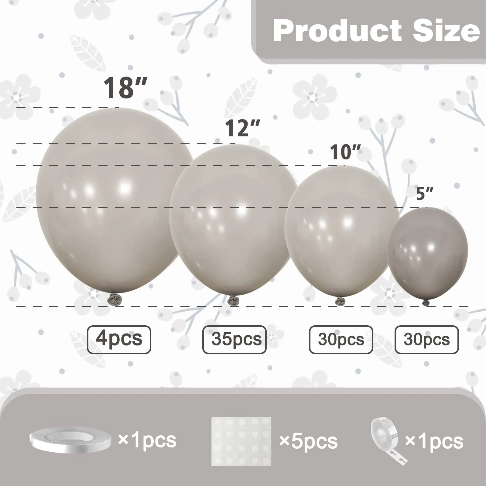 Ousuga Kit Arco di Palloncini Grigi, 106 pezzi (5, 10, 12, 18 pollici) con Nastro e Accessori - immagine 2