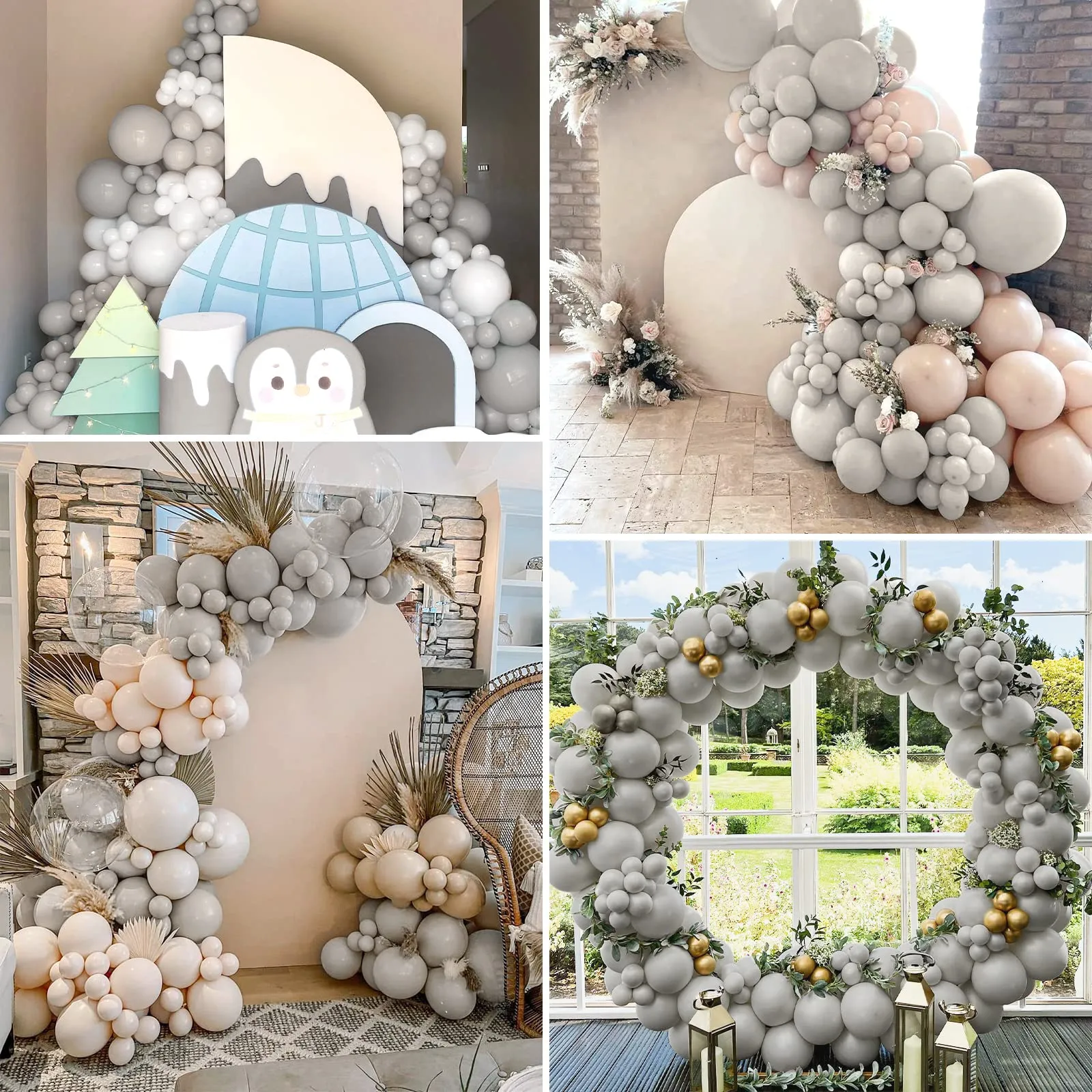 Ousuga Kit Arco di Palloncini Grigi, 106 pezzi (5, 10, 12, 18 pollici) con Nastro e Accessori - immagine 6