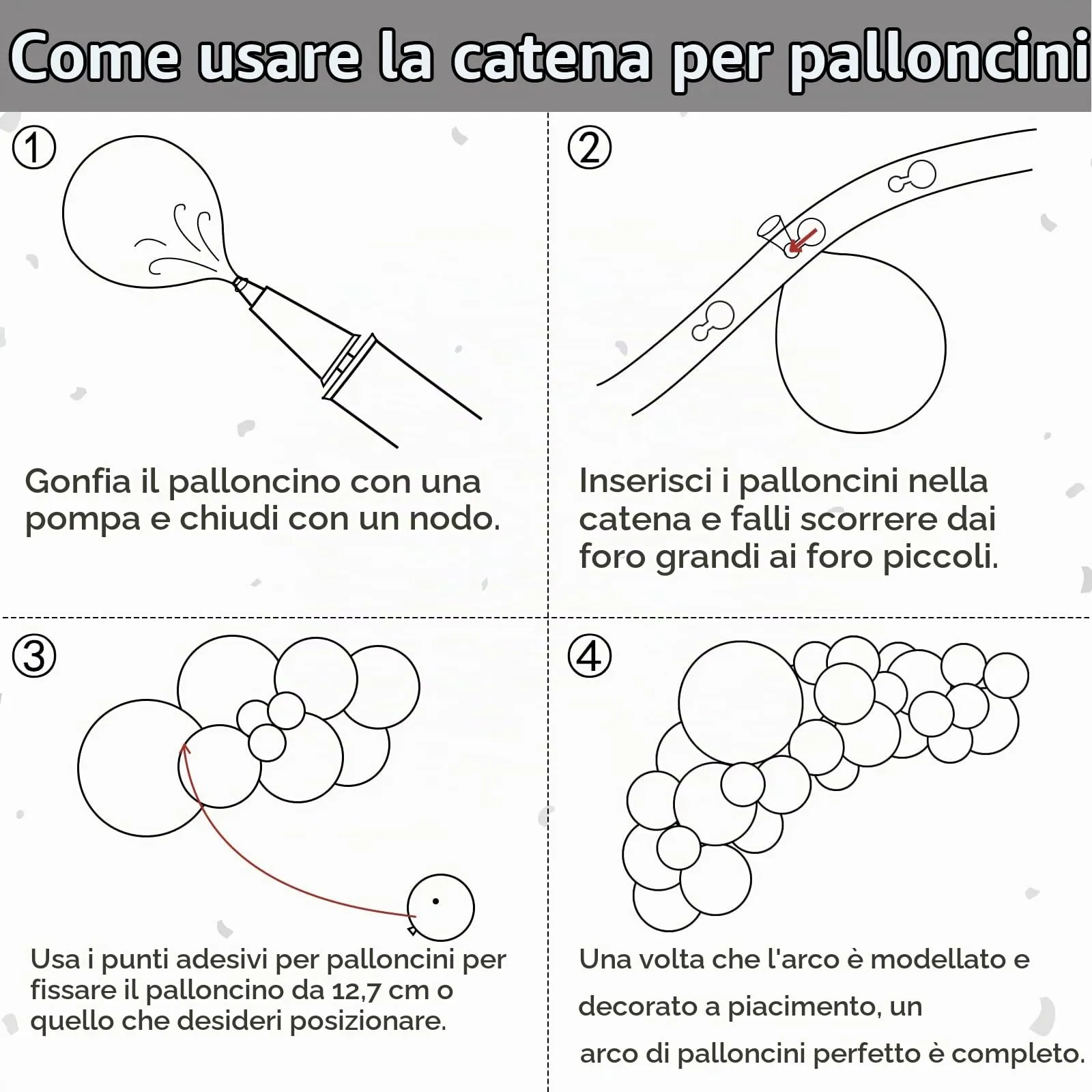 Ousuga Kit Ghirlanda Arco di Palloncini Bianchi, 106 pezzi (5, 10, 12, 18 pollici) con Nastro e Accessori - immagine 7