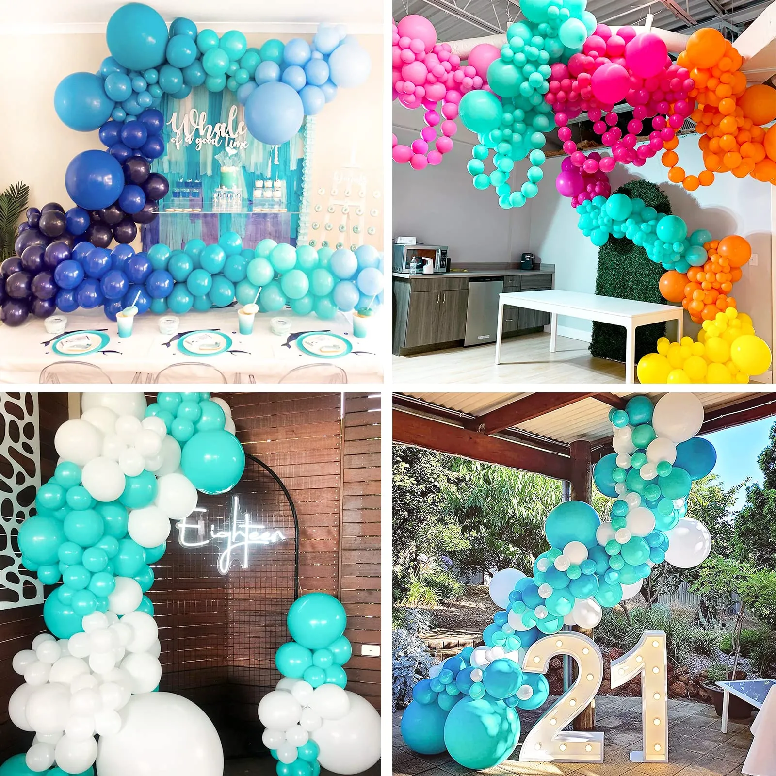 Ousuga Kit Arco di Palloncini Verde Acqua, 106 pezzi (5, 10, 12, 18 pollici) - immagine 6