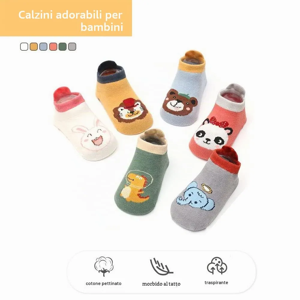 FedMois Calzini Antiscivolo in Cotone per Bambini, Motivi Animali Panda, 6 Paia, 1-3 Anni - immagine 5