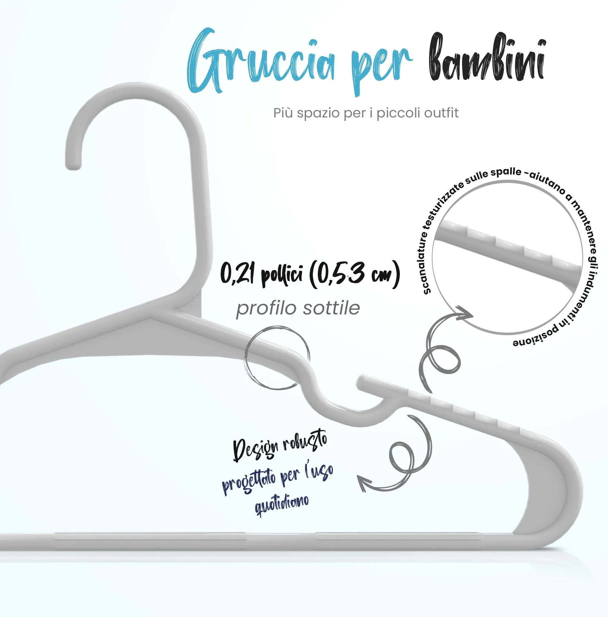 Utopia Home Grucce per bambini salvaspazio, confezione da 40, Grigio - immagine 3
