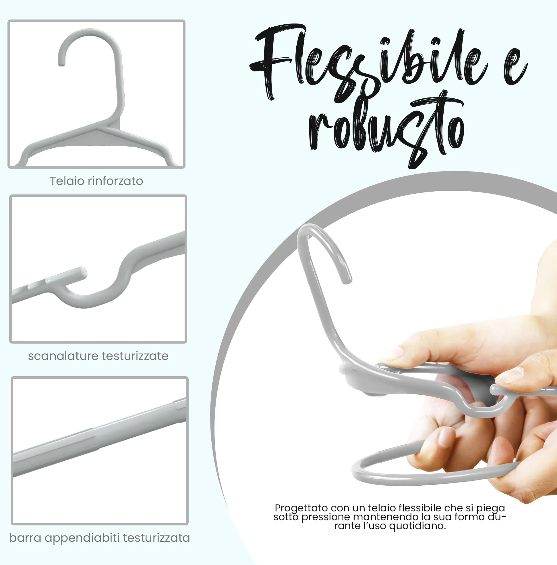 Utopia Home Grucce per bambini salvaspazio, confezione da 40, Grigio - immagine 5