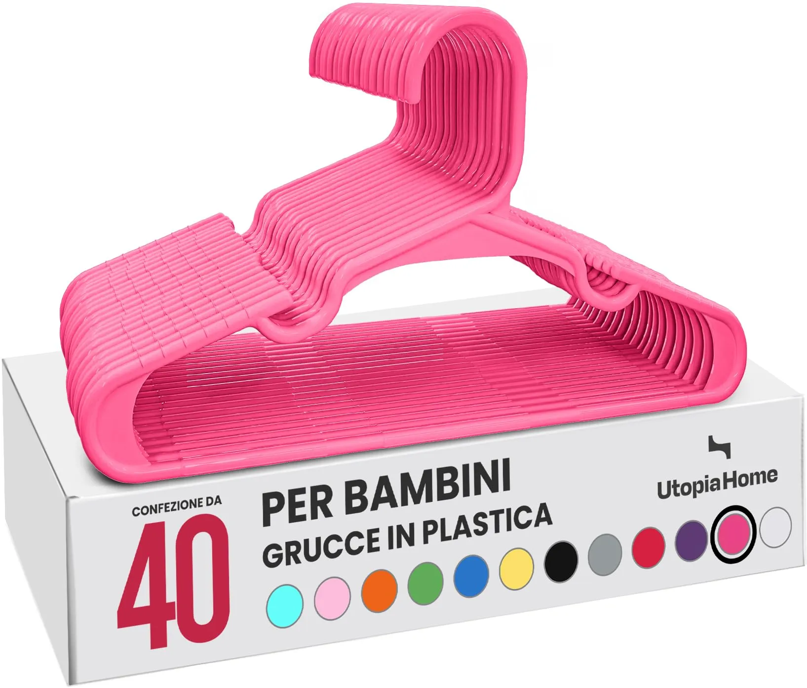 Utopia Home Grucce per bambini salvaspazio, confezione da 40, Rosa - immagine 1