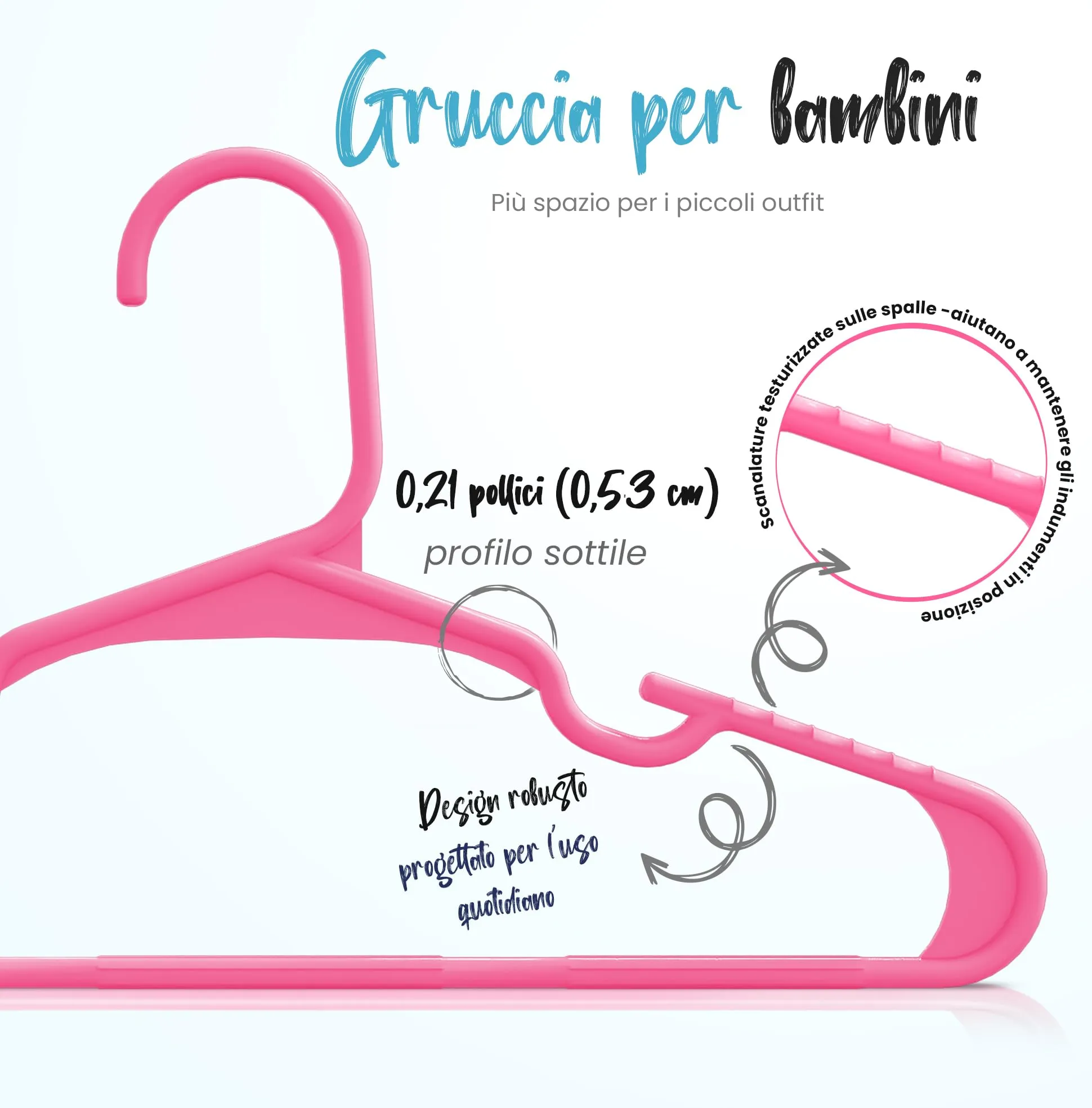 Utopia Home Grucce per bambini salvaspazio, confezione da 40, Rosa - immagine 3