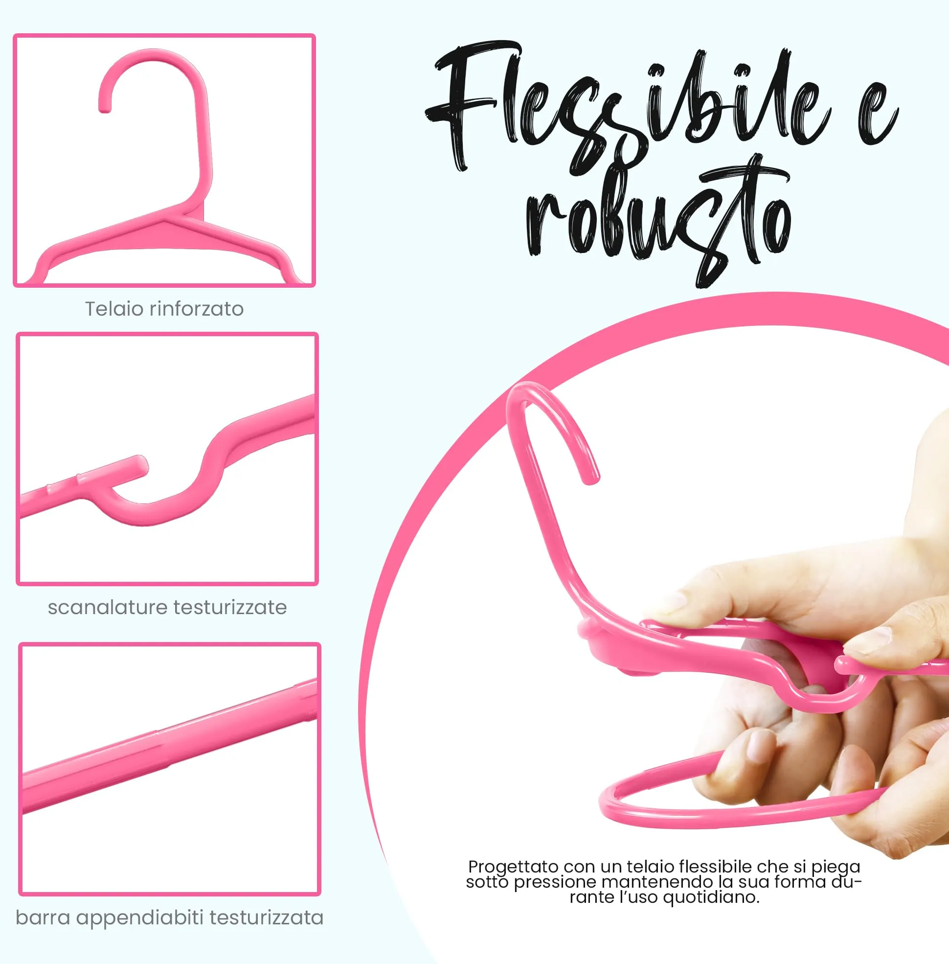 Utopia Home Grucce per bambini salvaspazio, confezione da 40, Rosa - immagine 5
