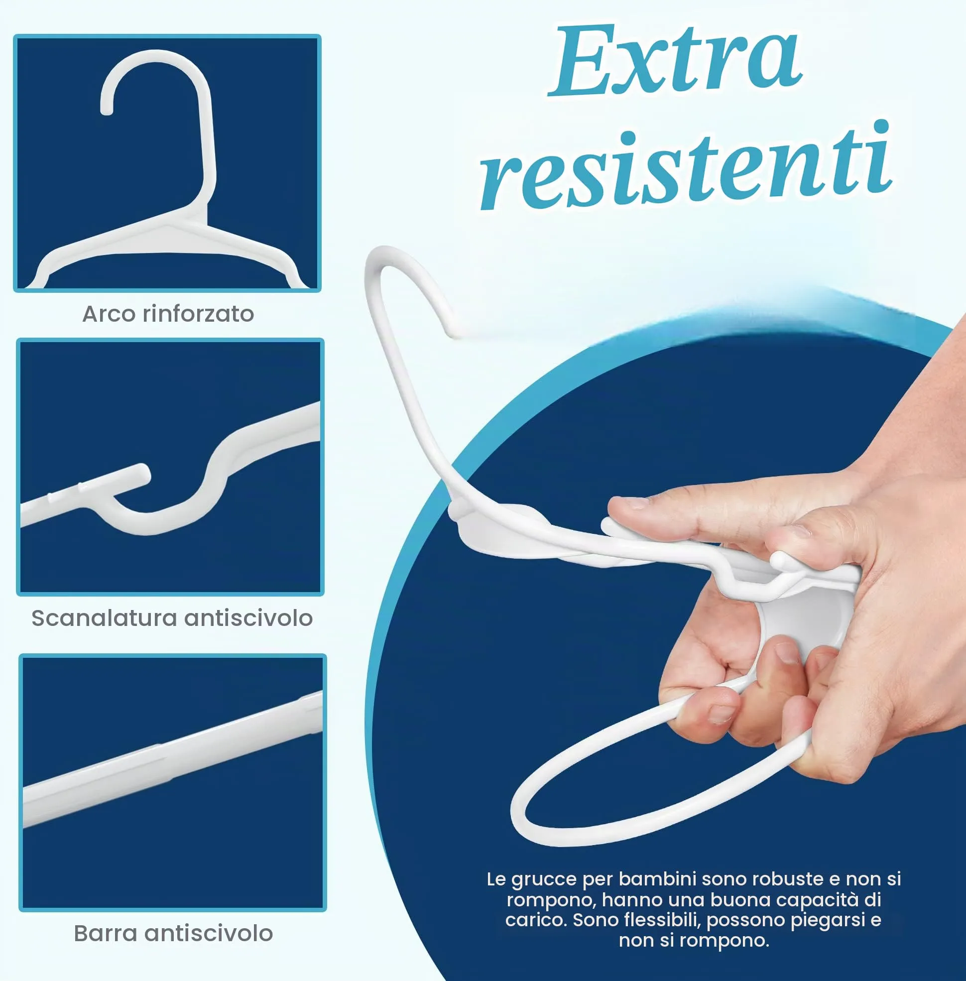 Utopia Home Grucce per bambini e neonati in plastica, 29,9 cm, confezione da 60, bianco - immagine 4