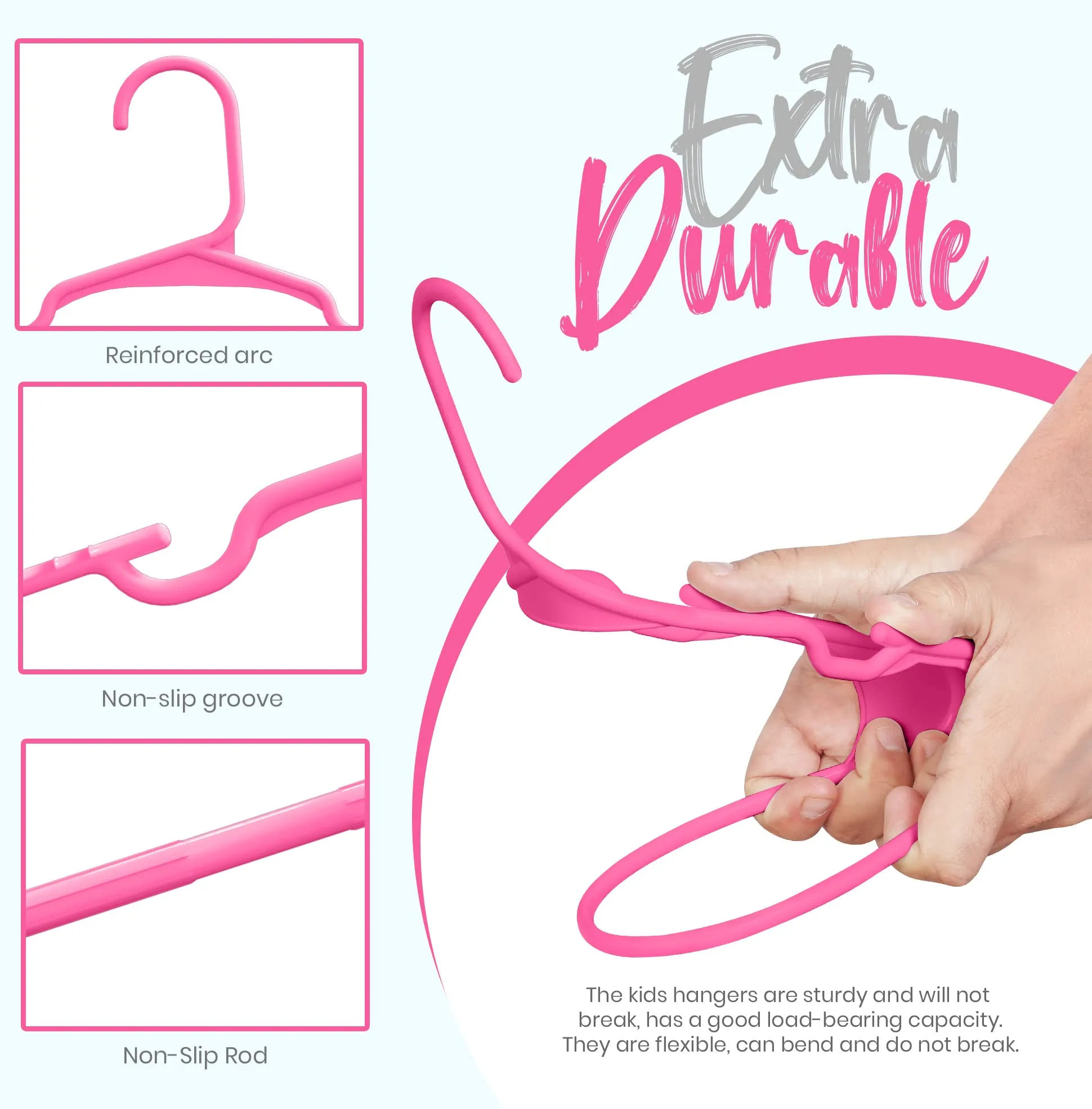 Utopia Home Grucce per vestiti da bambini e neonati in plastica, 29,9 cm, Rosa, Confezione da 20 - immagine 4