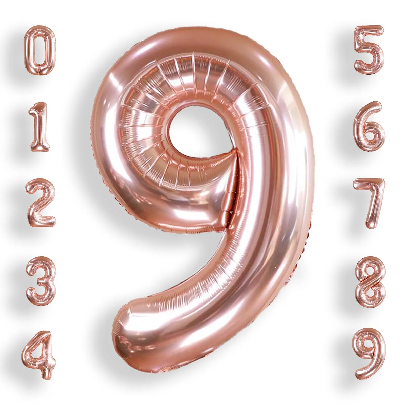 AULE Palloncino Numero 9 Rosa Gold, 101 cm, Mylar Foil - immagine 1