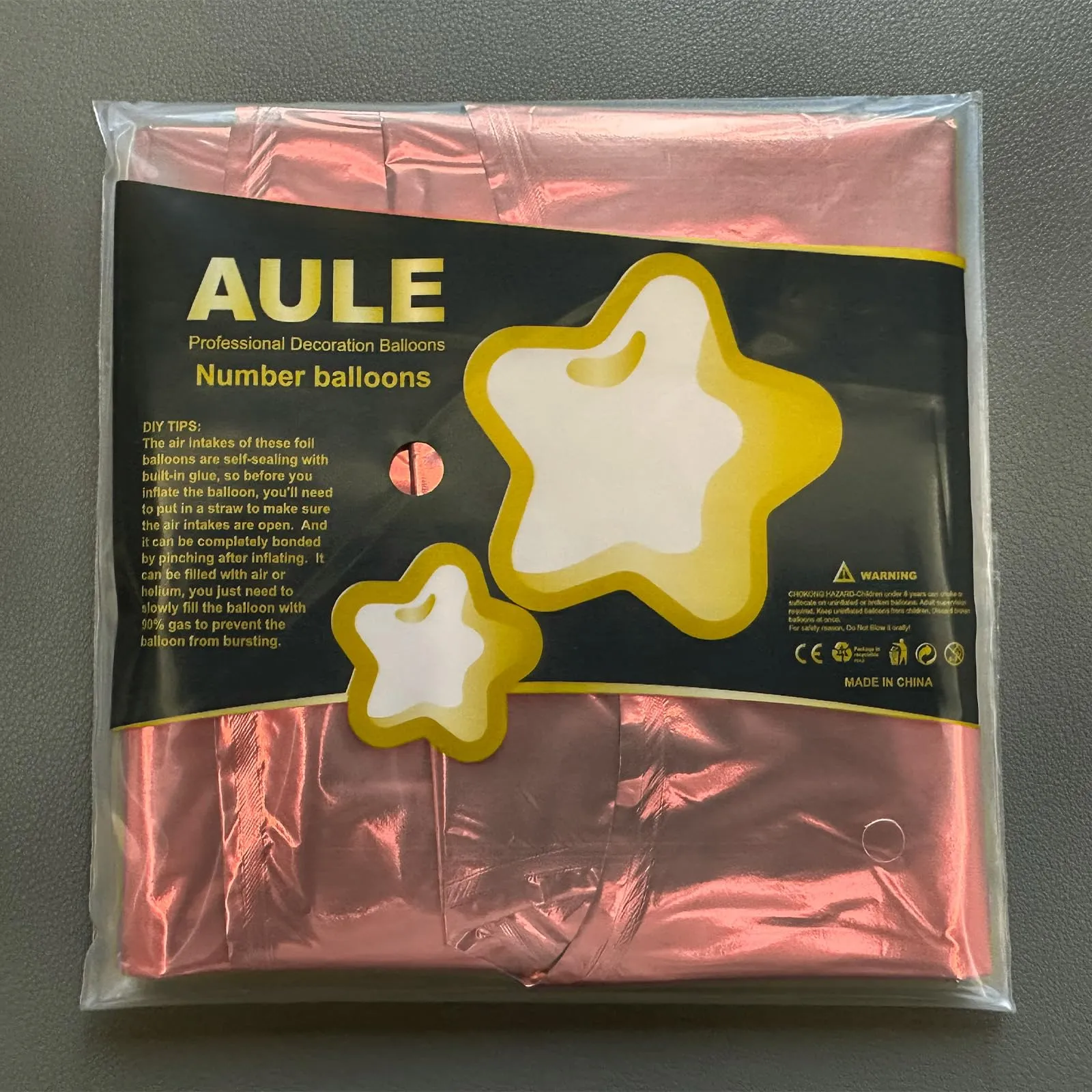 AULE Palloncino Numero 9 Rosa Gold, 101 cm, Mylar Foil - immagine 6