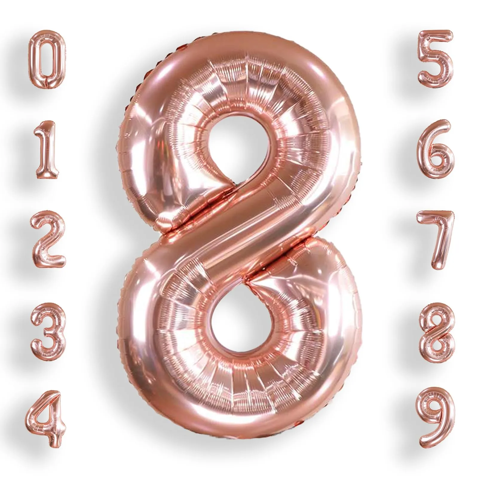 AULE Palloncino Numero 8 Rosa Gold, 101 cm, Mylar Foil - immagine 1