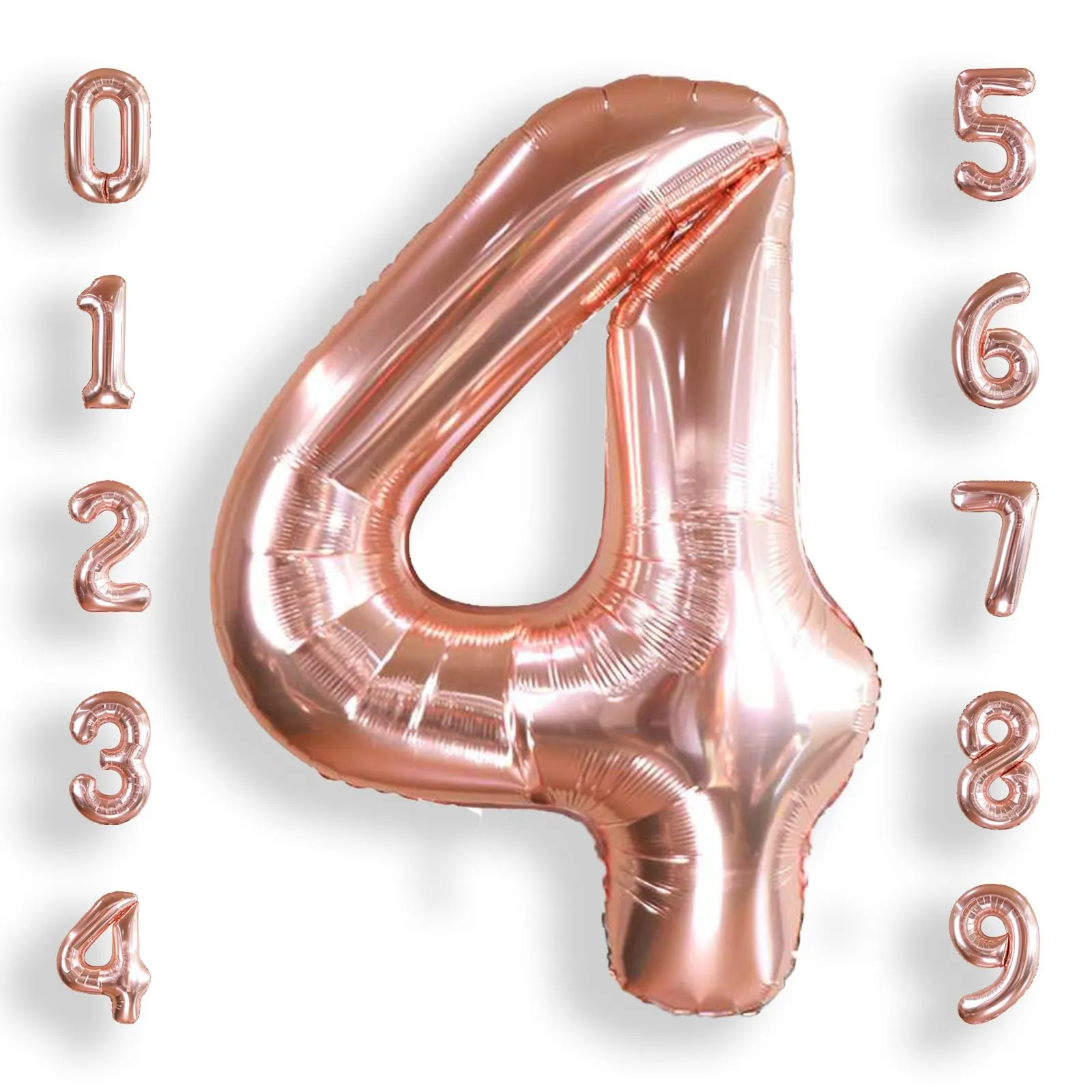 AULE Palloncino Numero 4 Rosa Gold, 101 cm, Mylar Foil - immagine 1