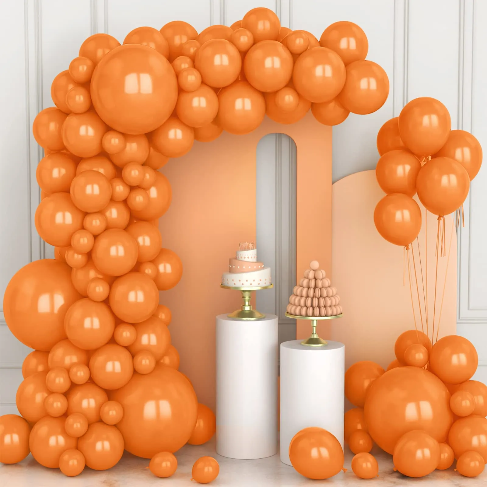 Ousuga Kit Ghirlanda di Palloncini Arancioni in Lattice, 106 Pezzi (5, 10, 12, 18 pollici) con Nastro e Accessori - immagine 1