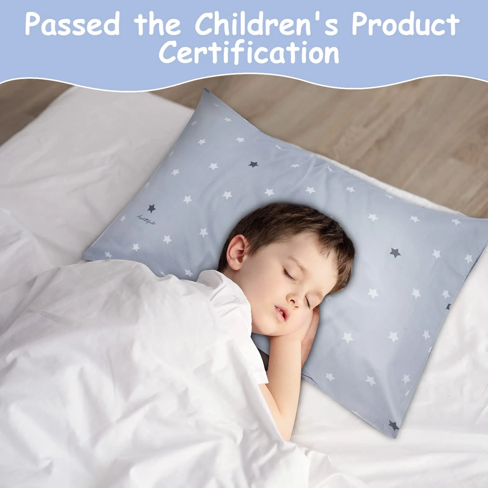 Vicloon Federe per Cuscini per Bambini, 2 Pezzi, 40x60 cm, Doppia Garza, Motivo a Stelle Grigie - immagine 7