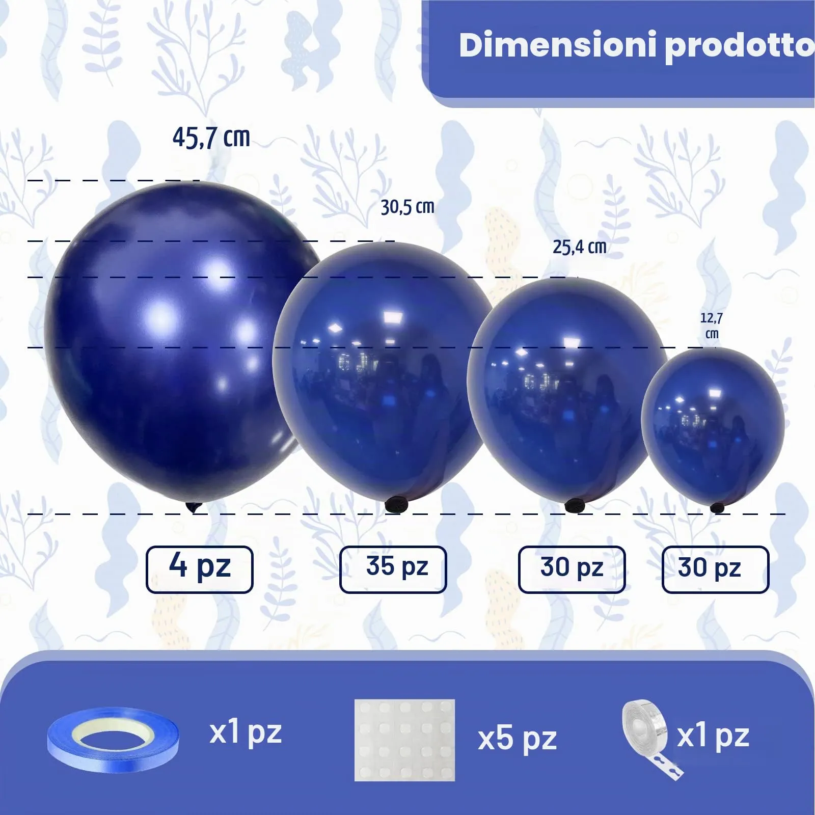 Ousuga Kit Ghirlanda di Palloncini Blu Scuro, 106 pezzi (5, 10, 12, 18 pollici) - immagine 2
