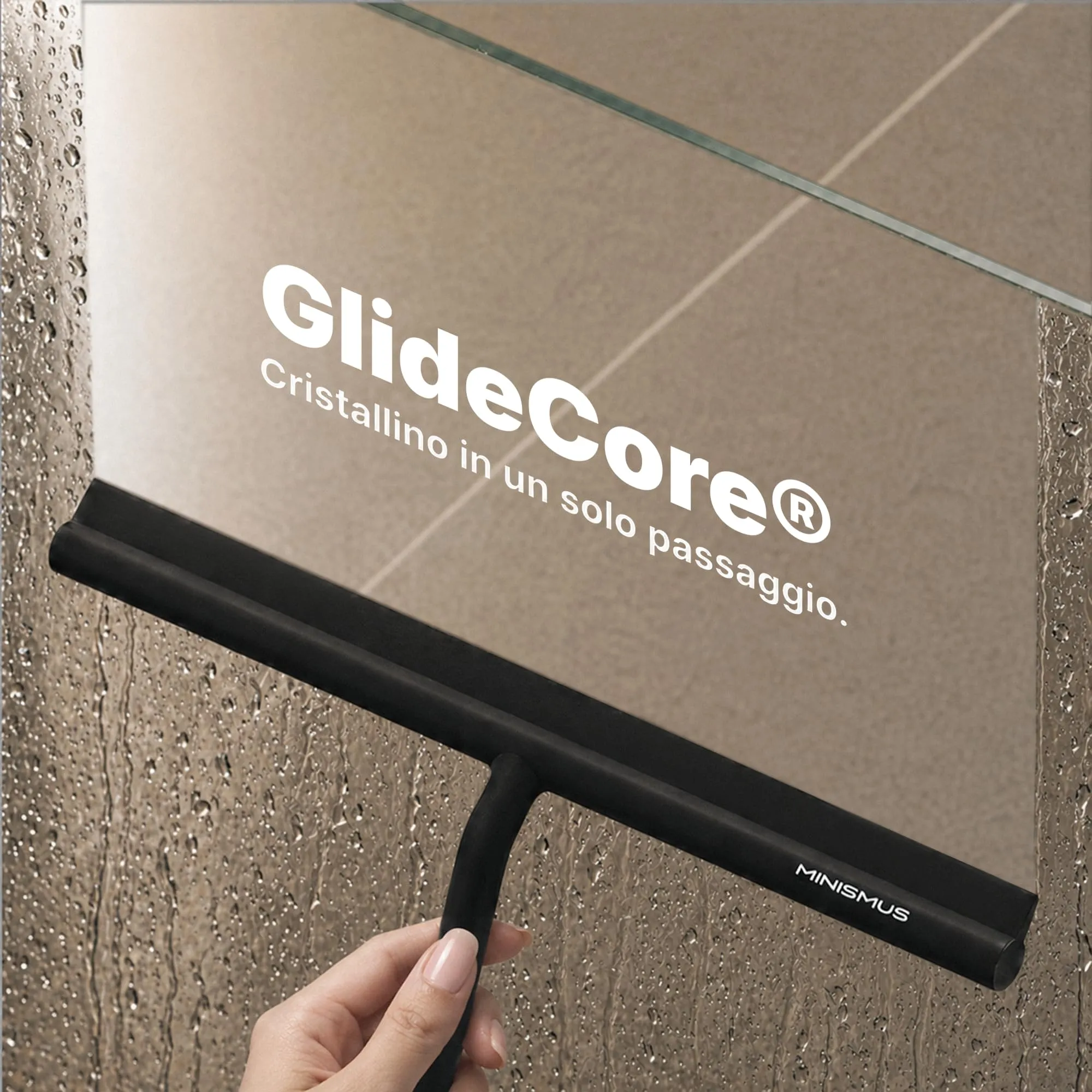 Minismus Tergivetro in Silicone per Doccia, Vetri e Specchi con Supporto, Nero, 33 cm - immagine 2