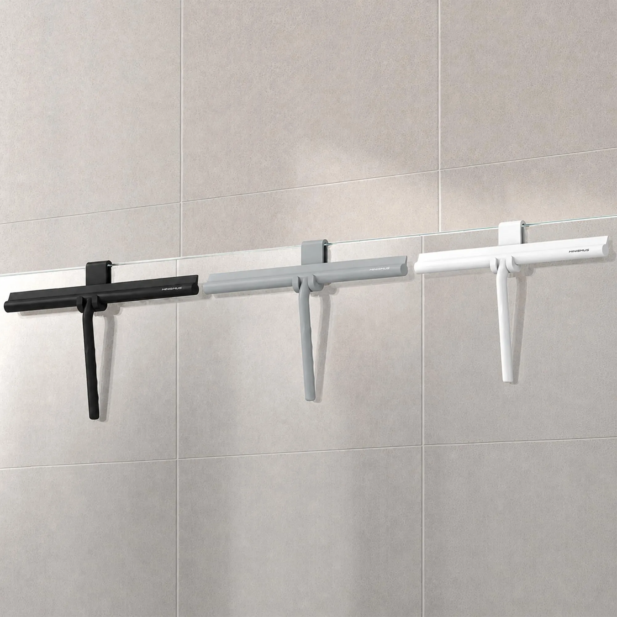Minismus Tergivetro in Silicone per Doccia, Vetri e Specchi con Supporto, Nero, 33 cm - immagine 3