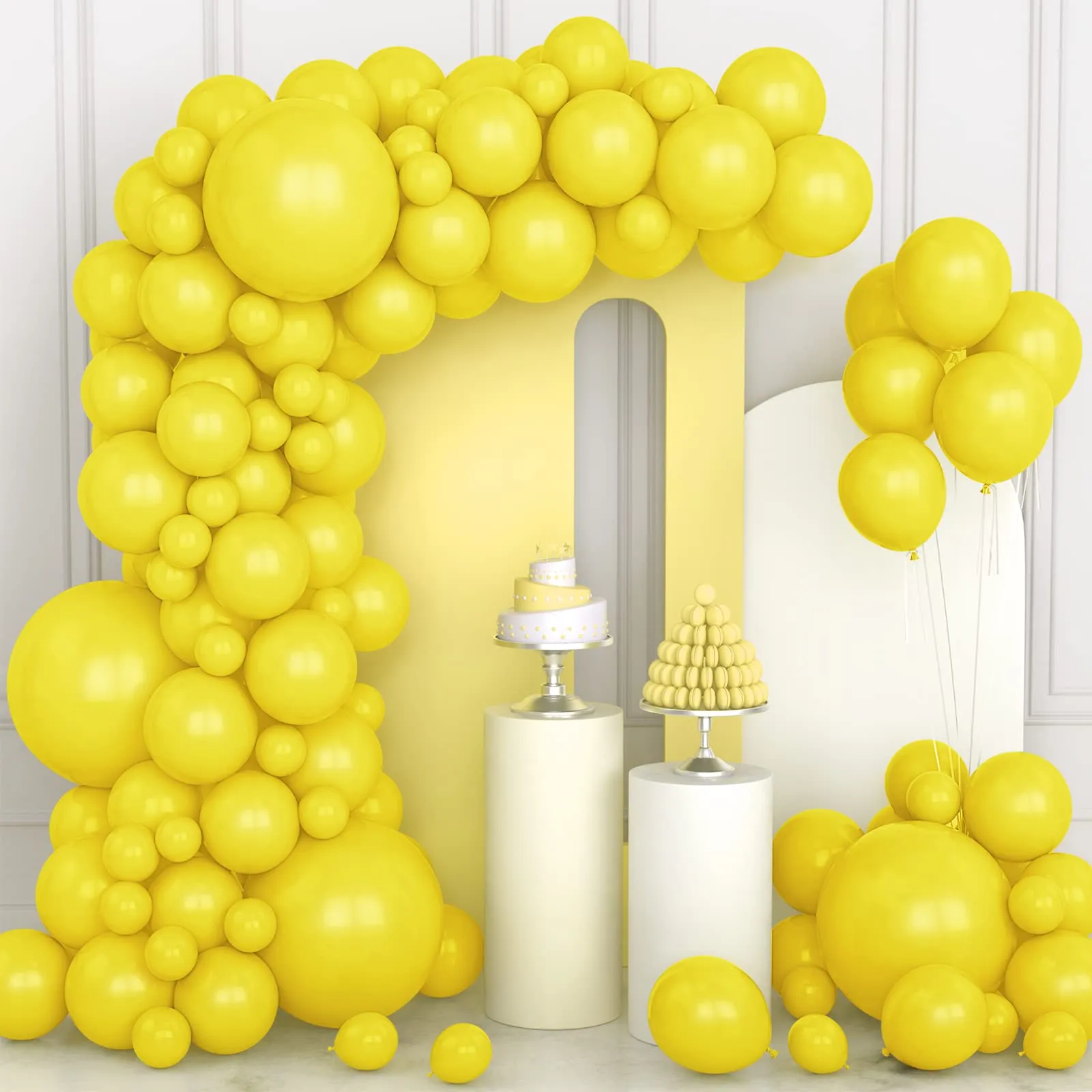 Ousuga Kit Ghirlanda di Palloncini Gialli, 106 Pezzi (5, 10, 12, 18 Pollici) con Nastro per Decorazione Festa - immagine 1