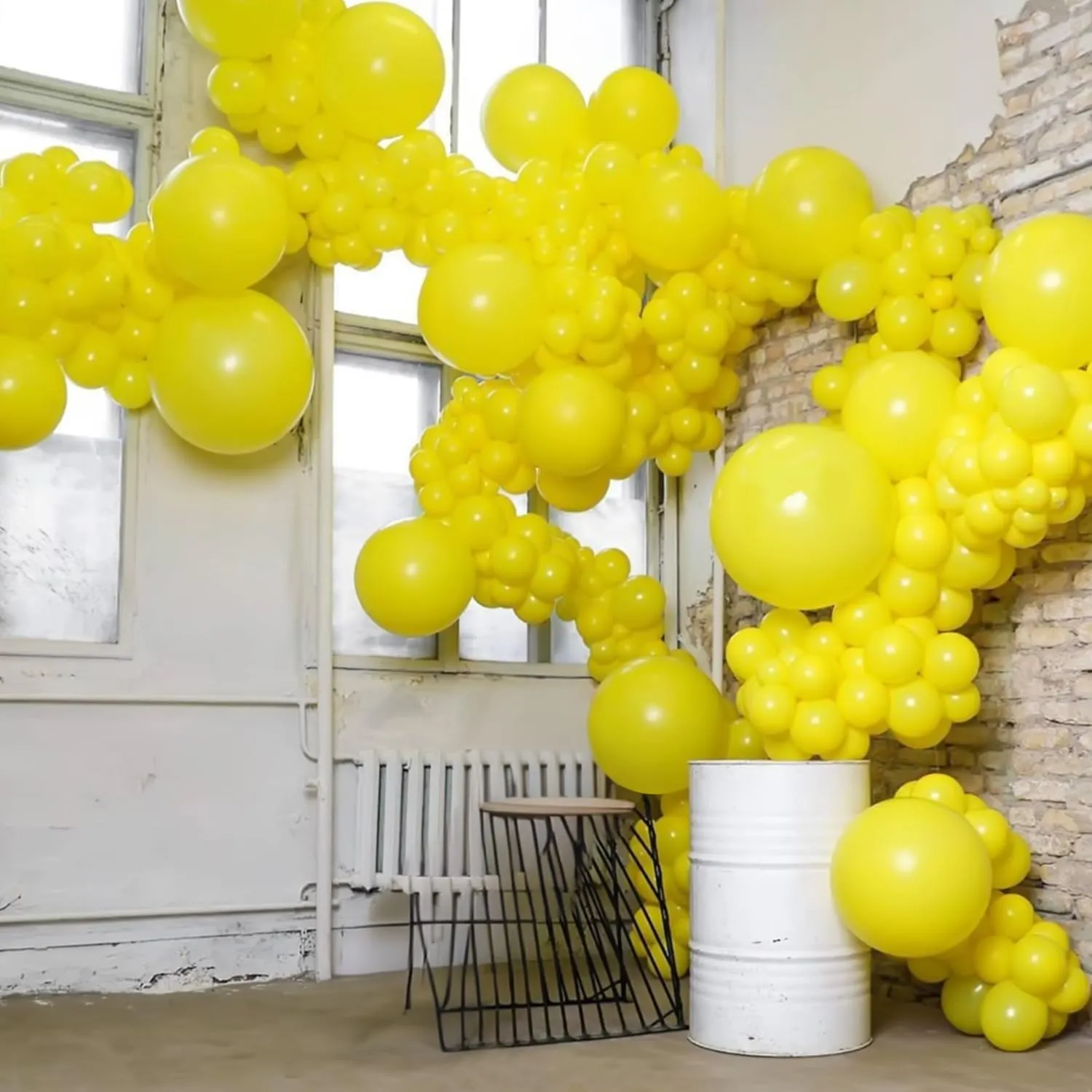 Ousuga Kit Ghirlanda di Palloncini Gialli, 106 Pezzi (5, 10, 12, 18 Pollici) con Nastro per Decorazione Festa - immagine 4