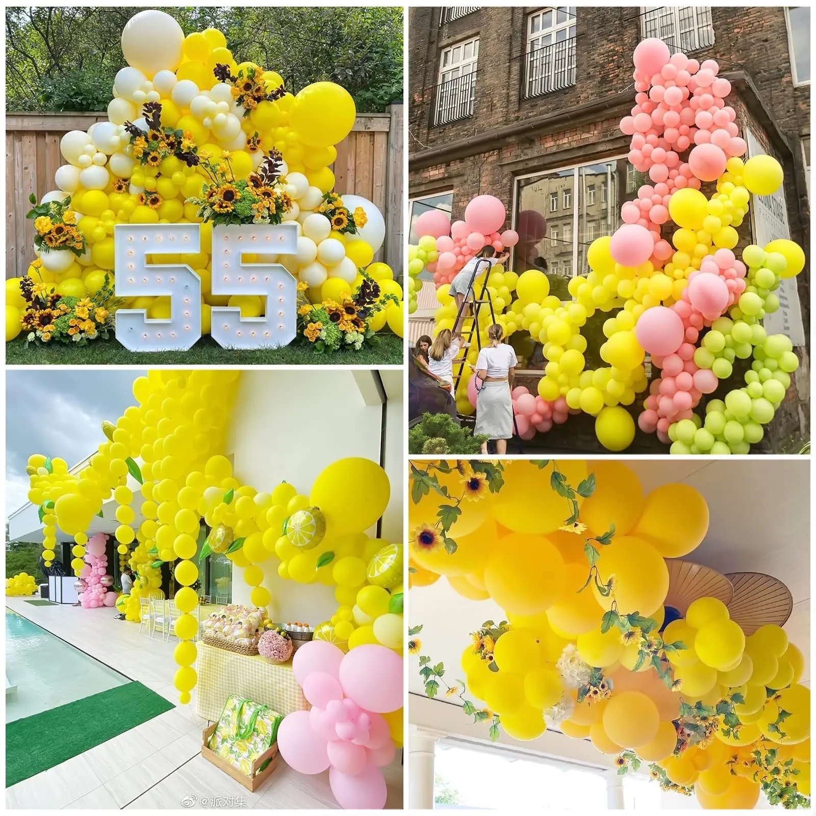 Ousuga Kit Ghirlanda di Palloncini Gialli, 106 Pezzi (5, 10, 12, 18 Pollici) con Nastro per Decorazione Festa - immagine 6