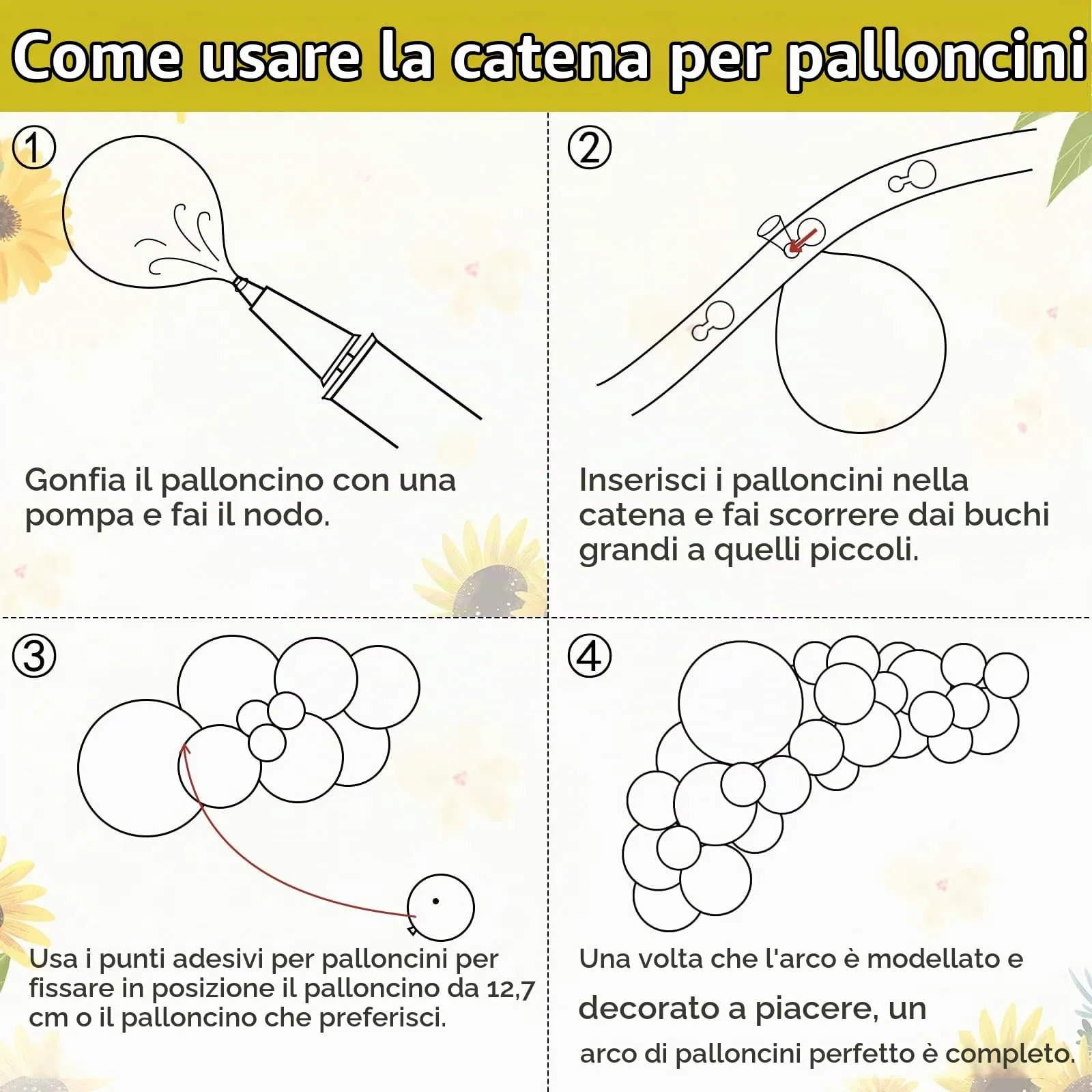 Ousuga Kit Ghirlanda di Palloncini Gialli, 106 Pezzi (5, 10, 12, 18 Pollici) con Nastro per Decorazione Festa - immagine 7