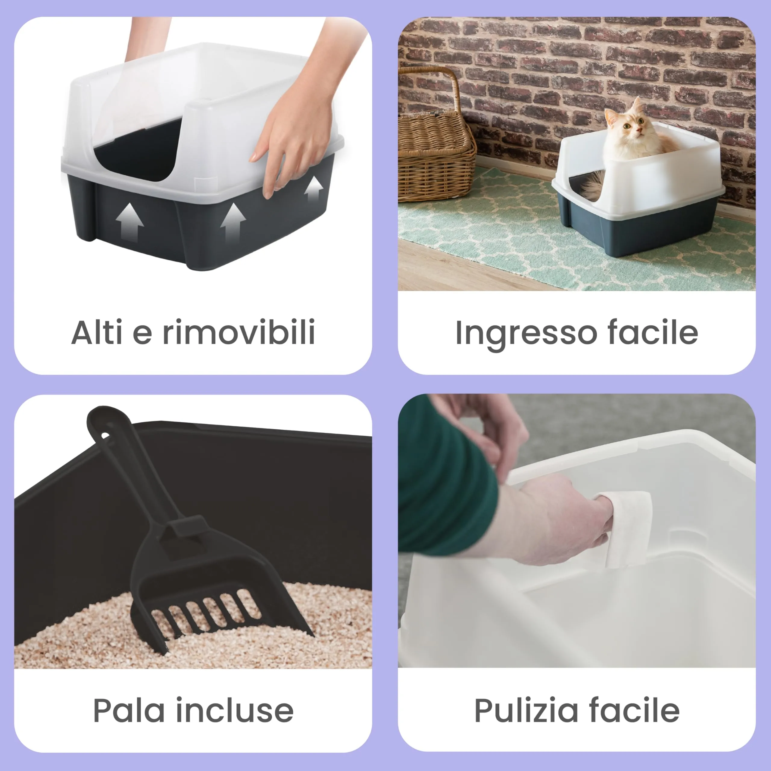 Iris Ohyama Vassoio per Lettiera per Gatti con Paletta, Blu, CLH-12 - immagine 3