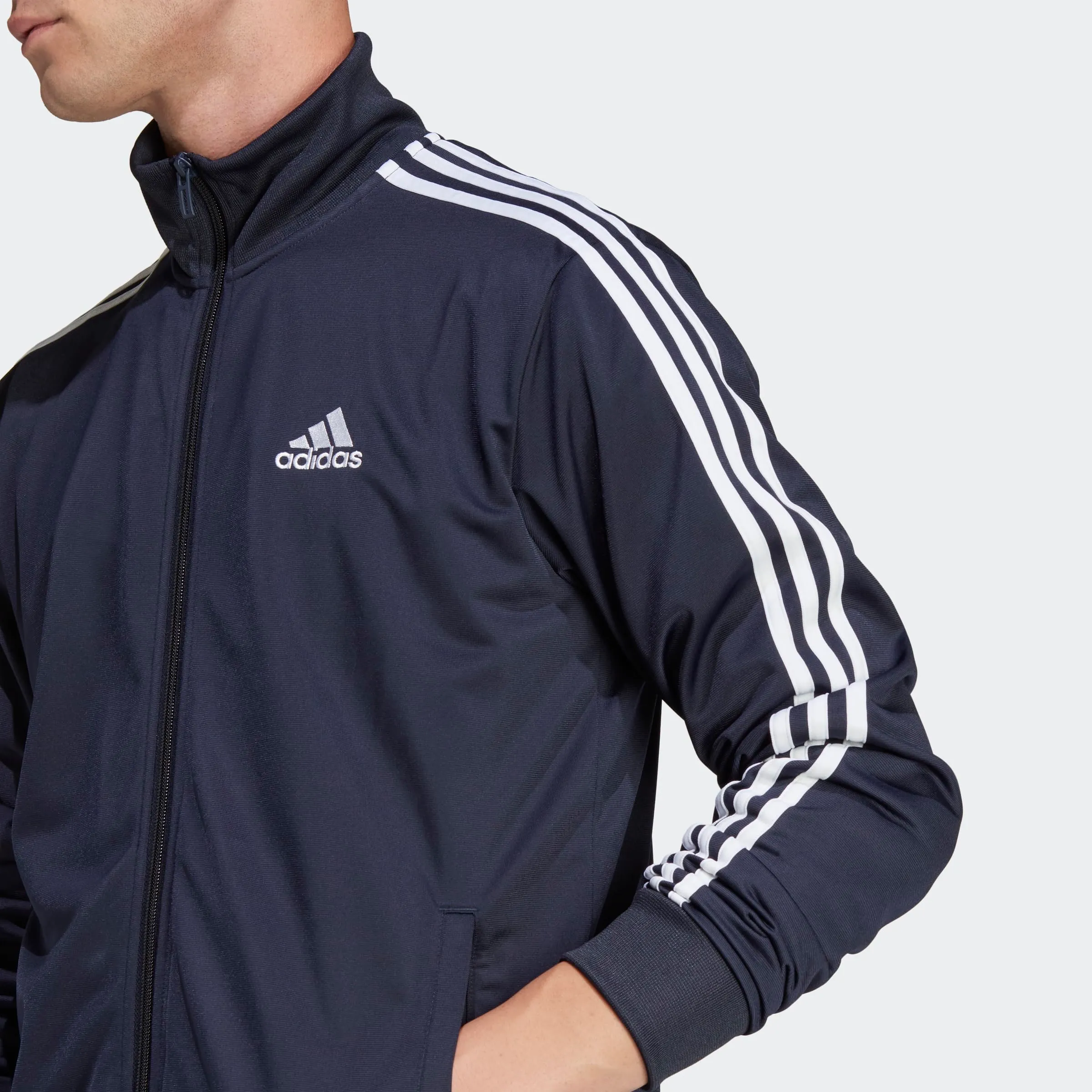 adidas Men's Sportswear Basic 3-Stripes Tricot Track Suit, Legend Ink/White, XL - immagine 2