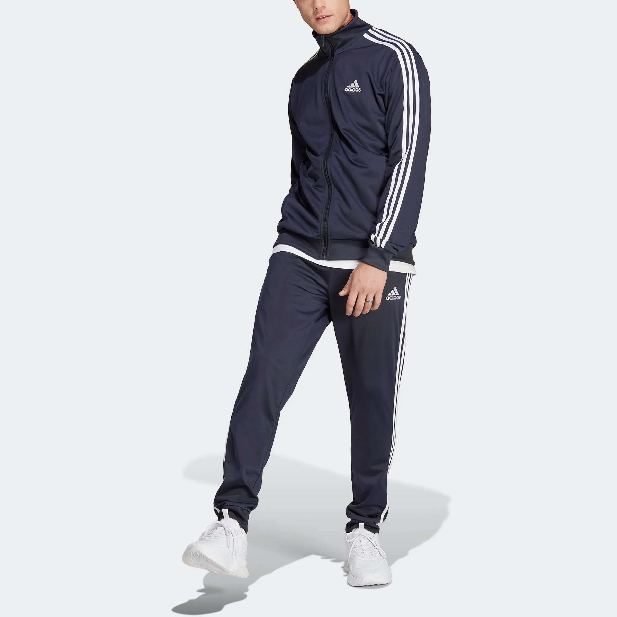 adidas Men's Sportswear Basic 3-Stripes Tricot Track Suit, Legend Ink/White, XL - immagine 4